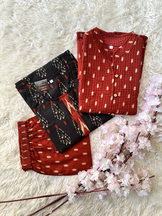 Premium Cotton Kurti Pant Jacket Set
