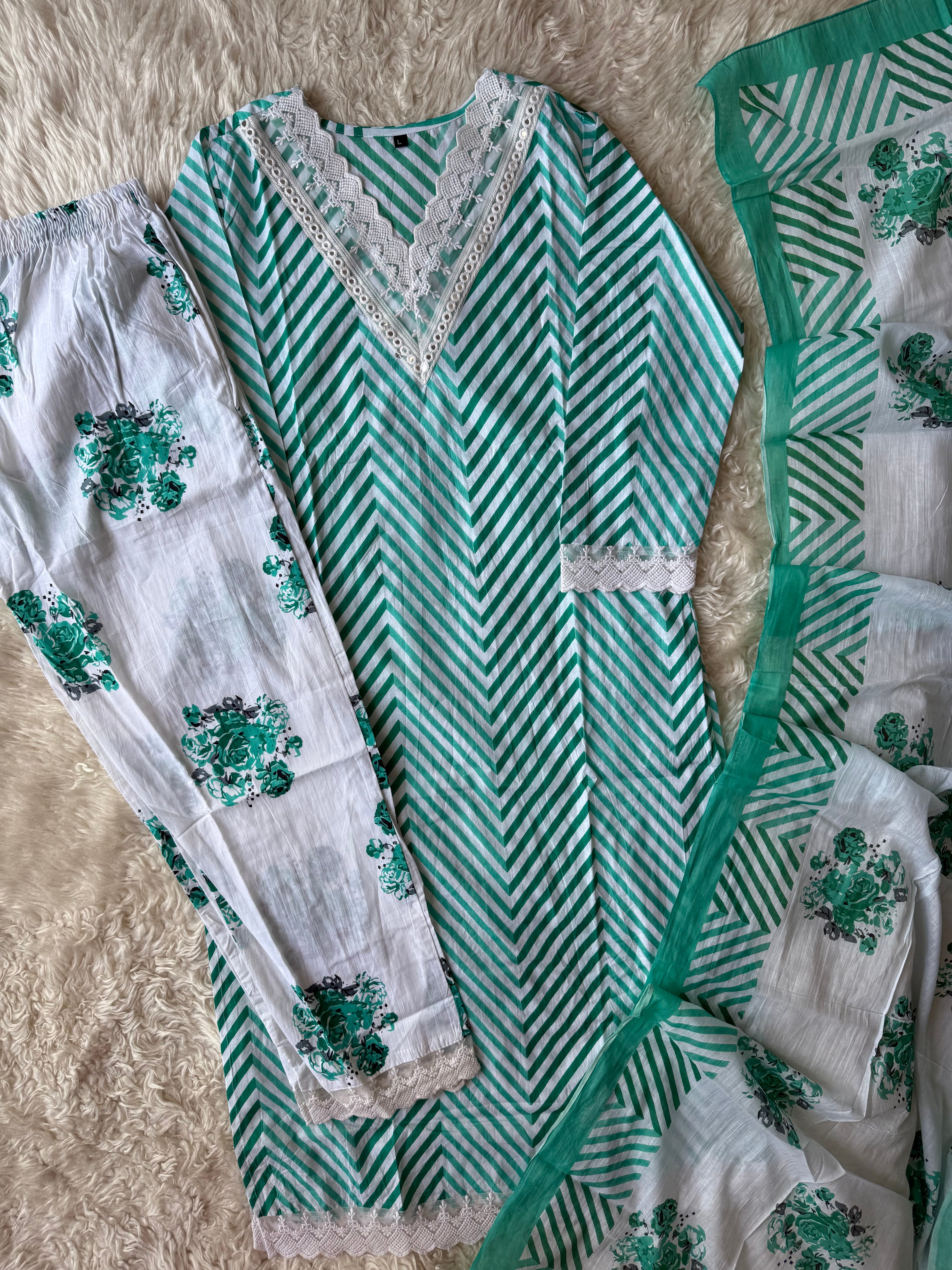 Budget Friendly Kurti Pant Dupatta Set