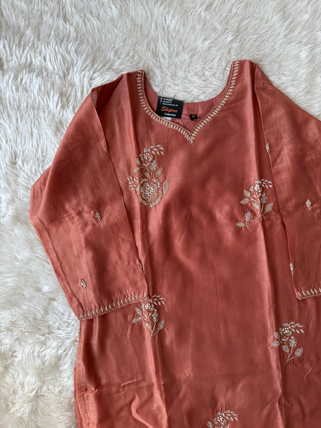 Pure Chanderi Silk Kurti Pant Dupatta Set