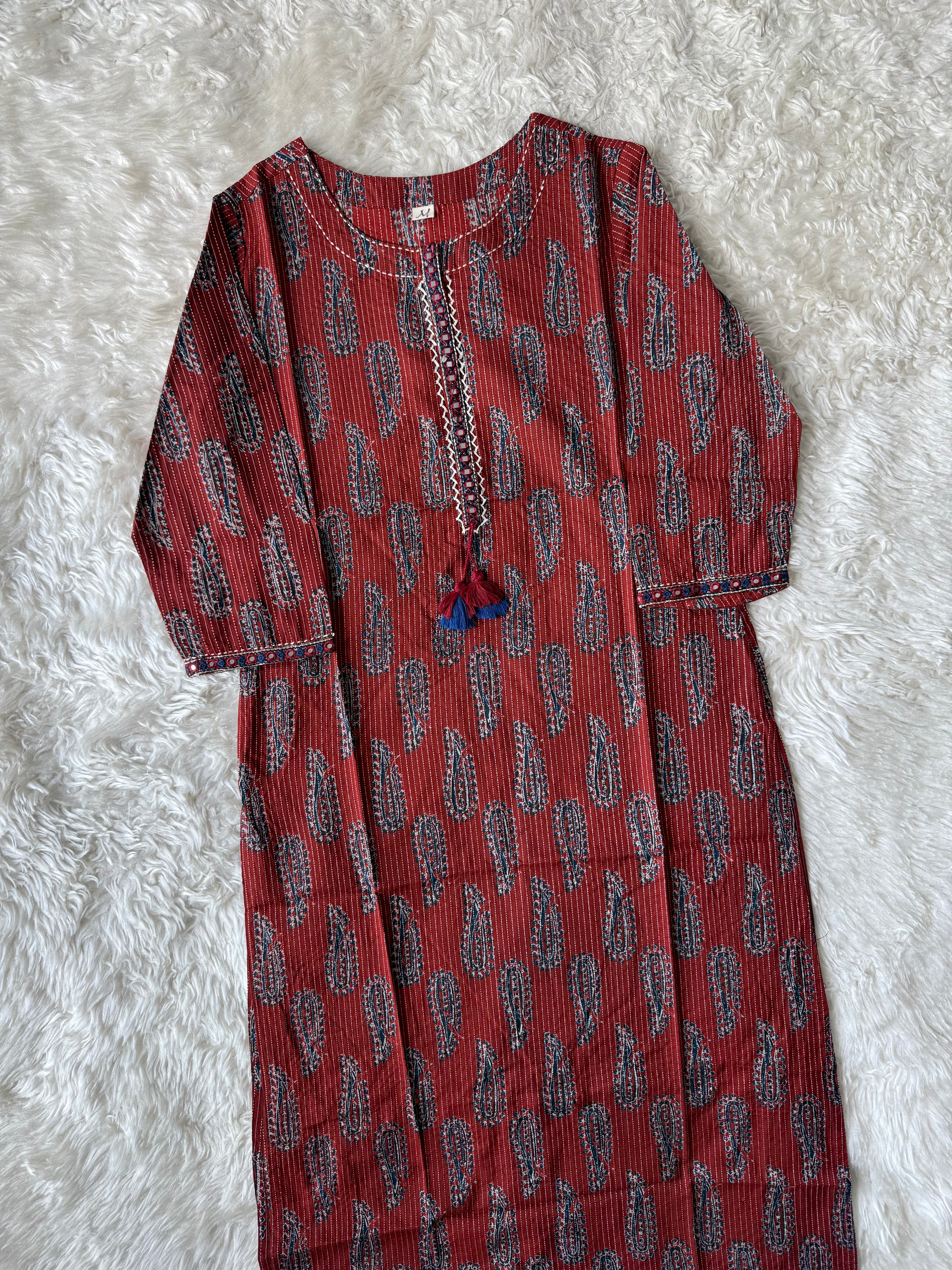Premium Cotton “Katha” Details Kurti