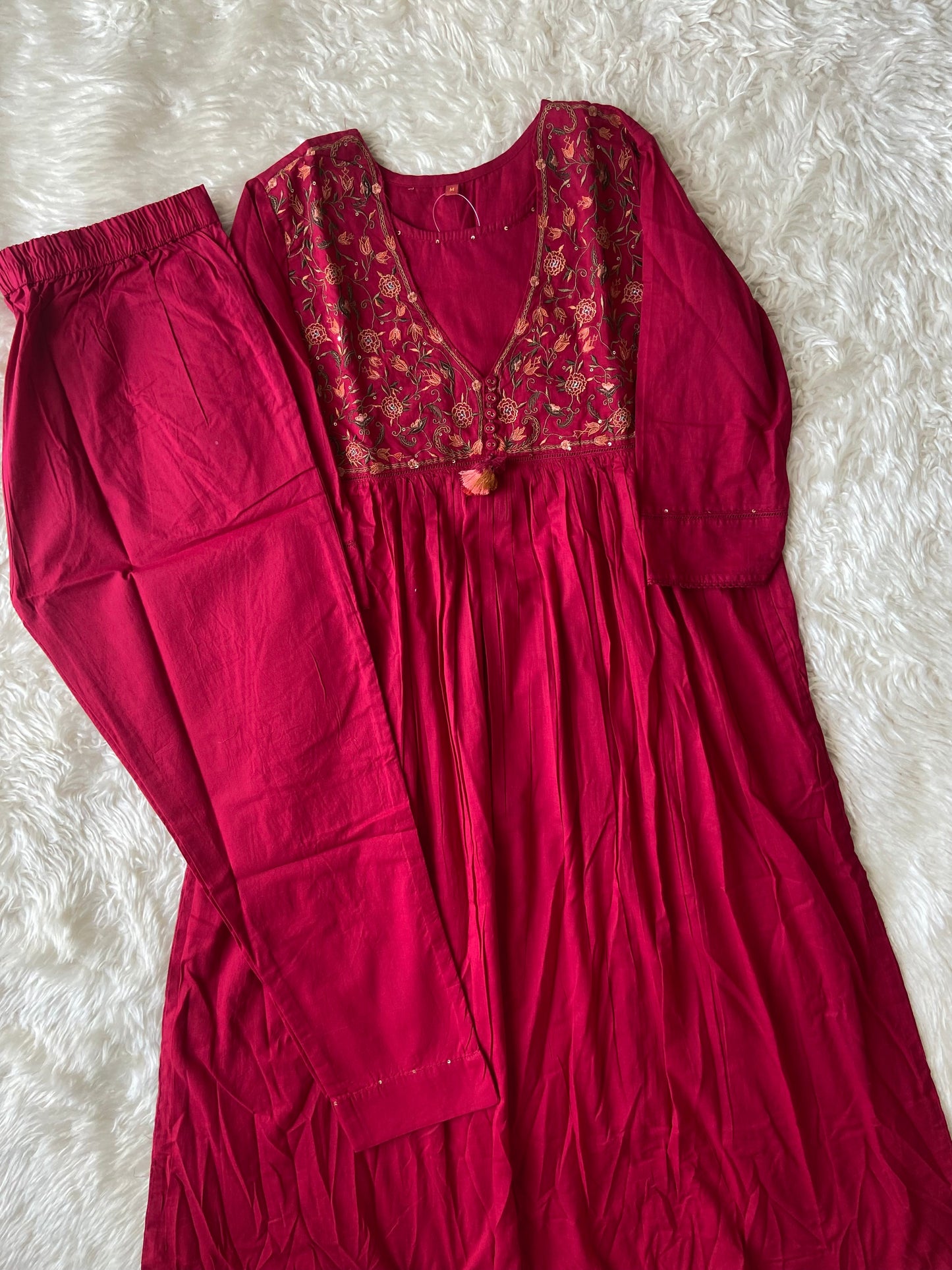 Premium Cotton Thread Work Kurti Pant Set