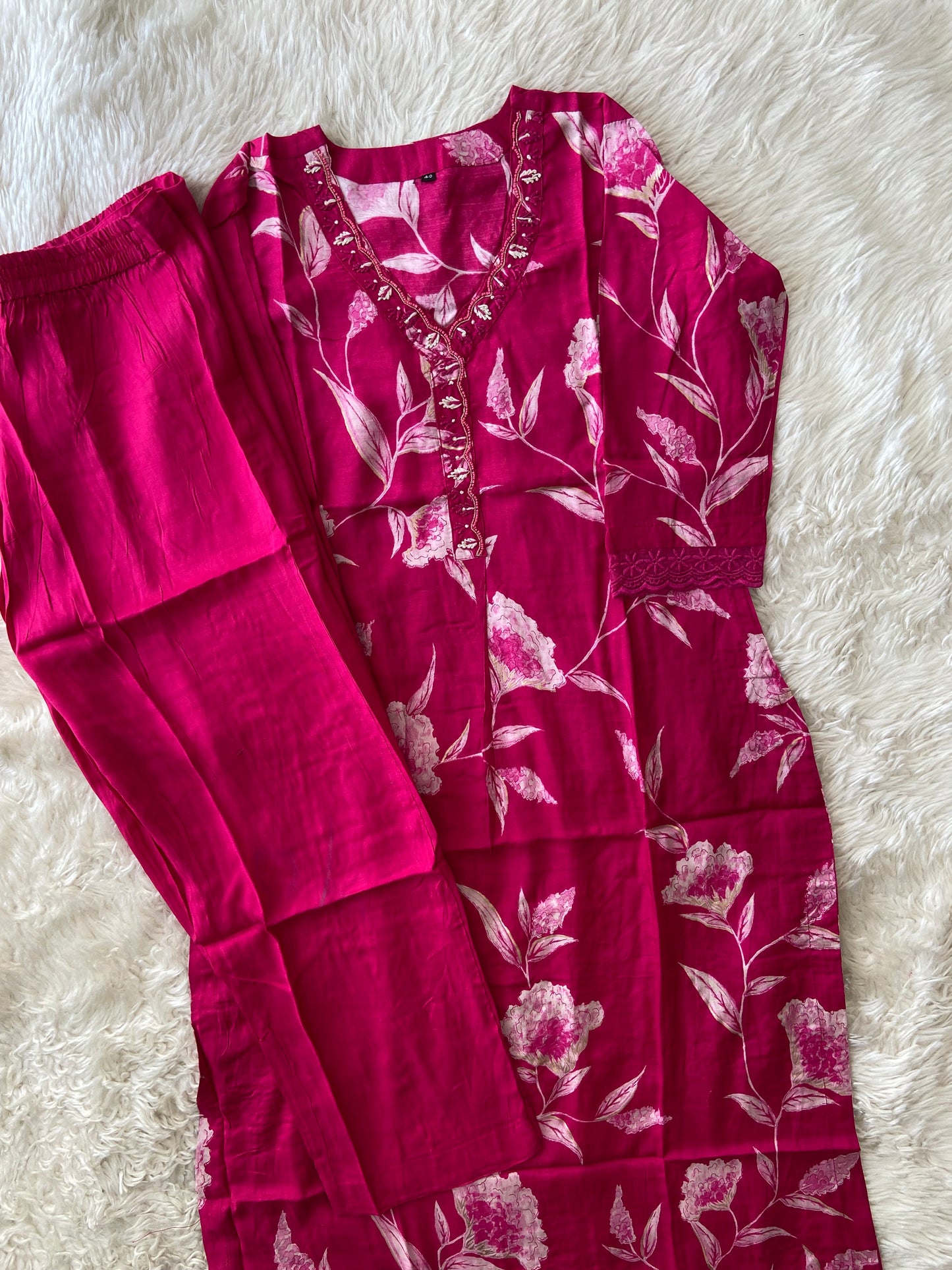 Mul Silk Kurti Pant Set