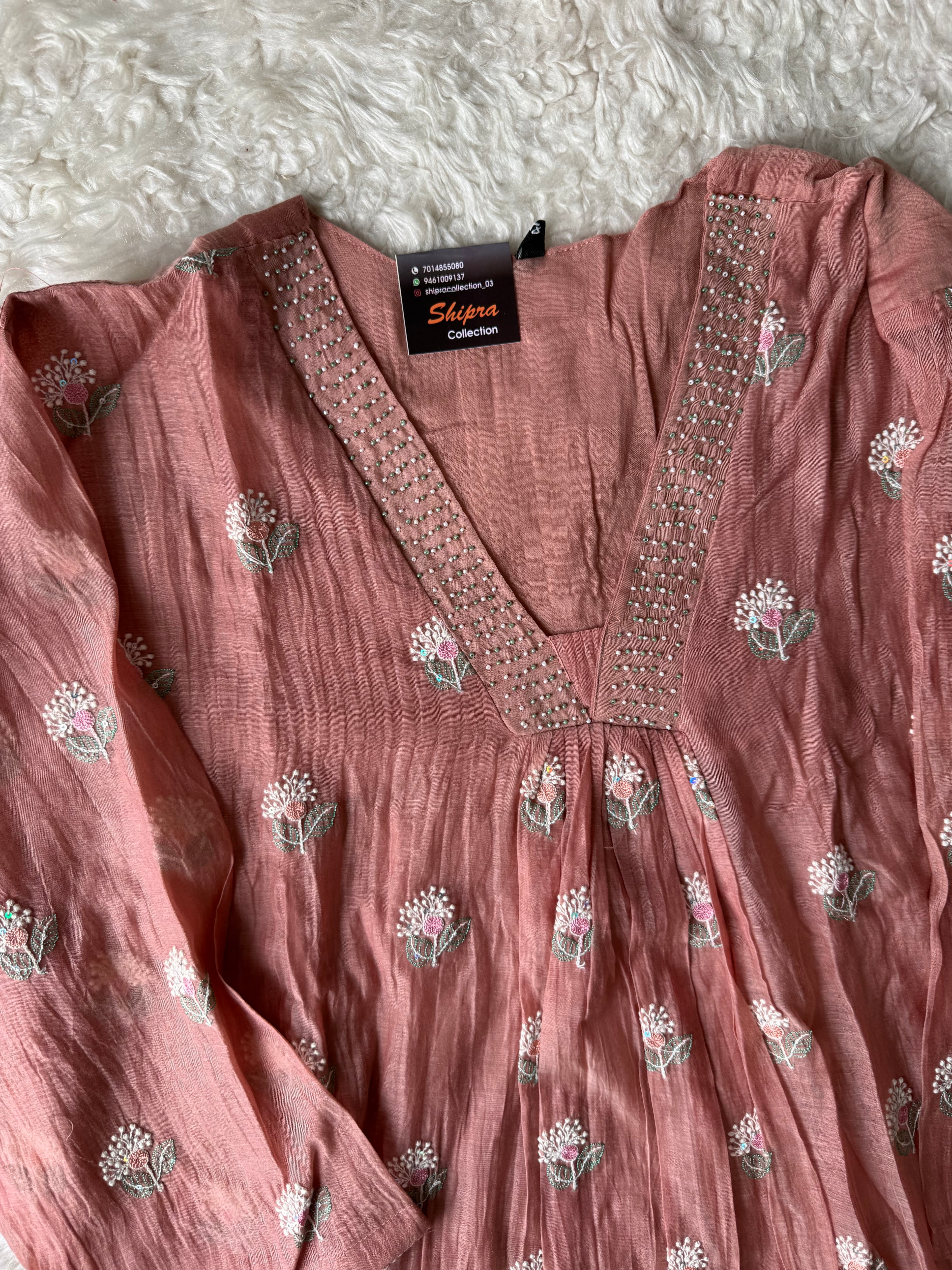 “Plus Size” Mul Chanderi Kurti Pant Dupatta Set