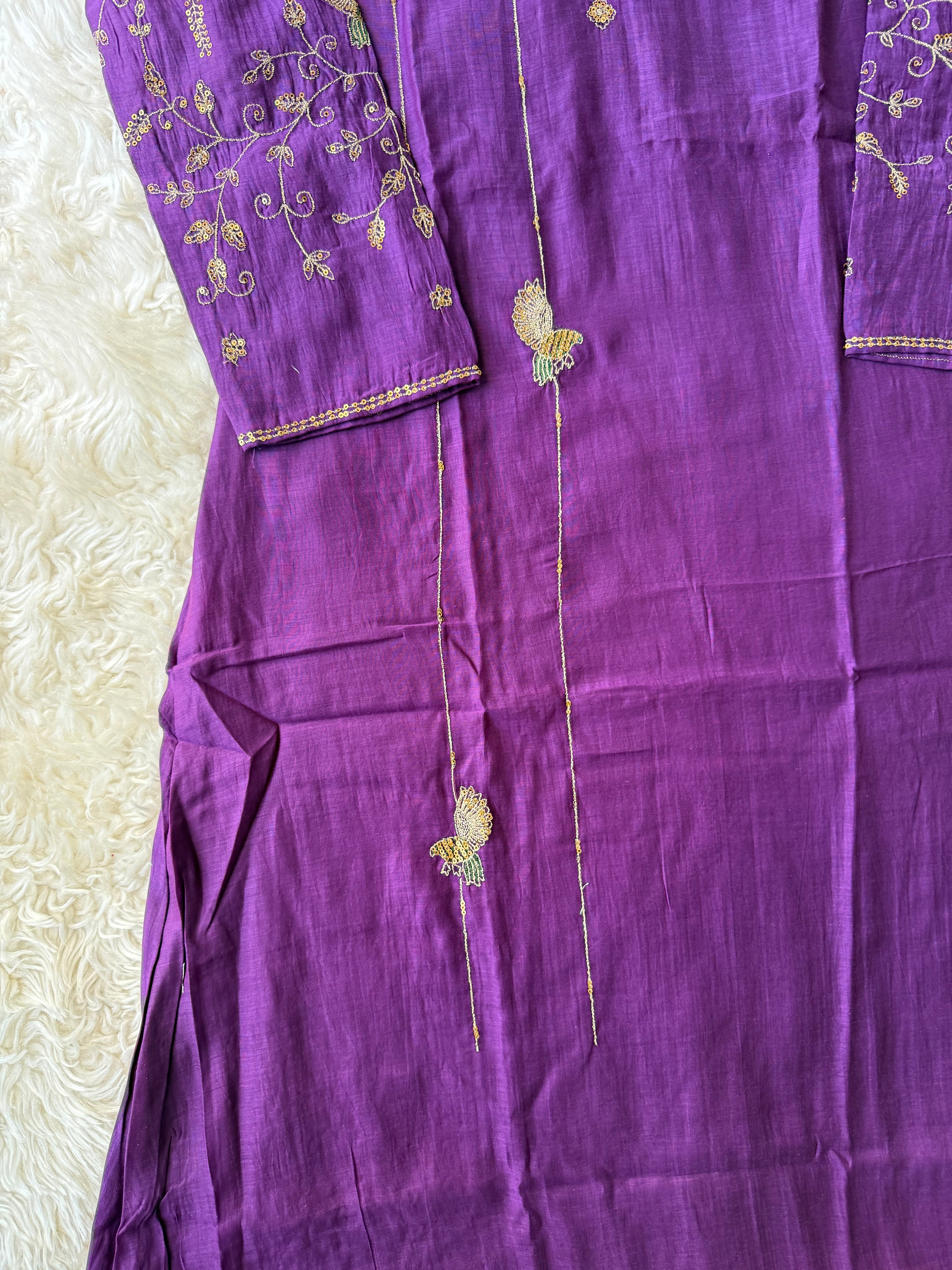 Mul Chanderi Kurti Pant Dupatta Set