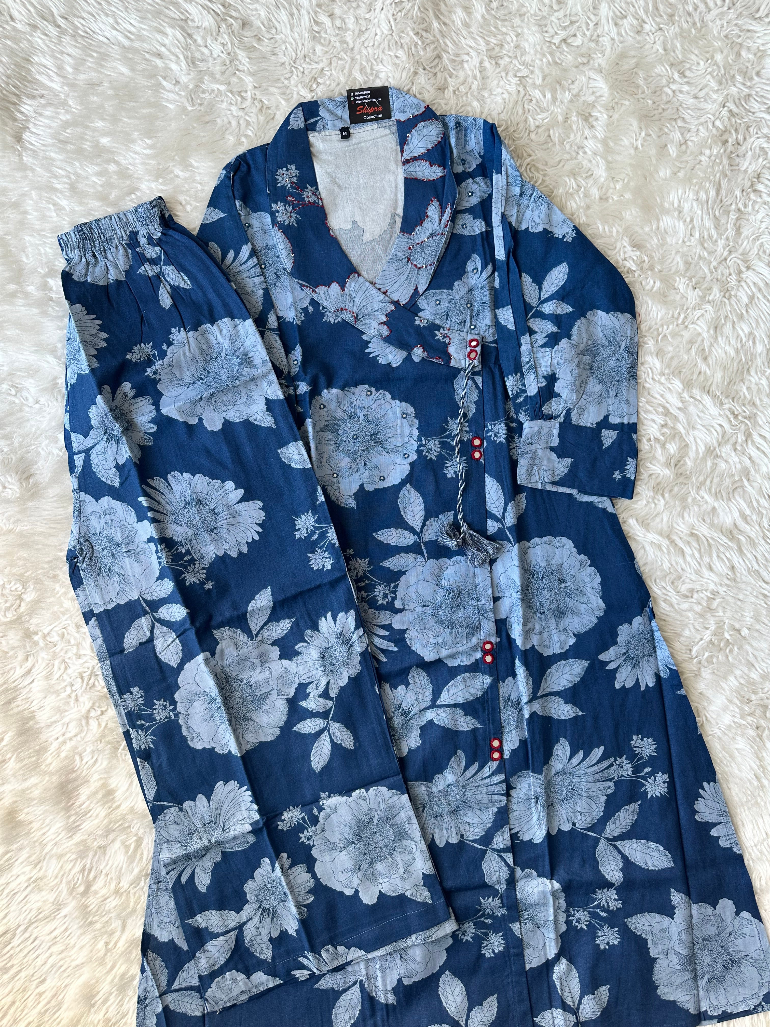 Khadi Cotton Kurti Plazo Set