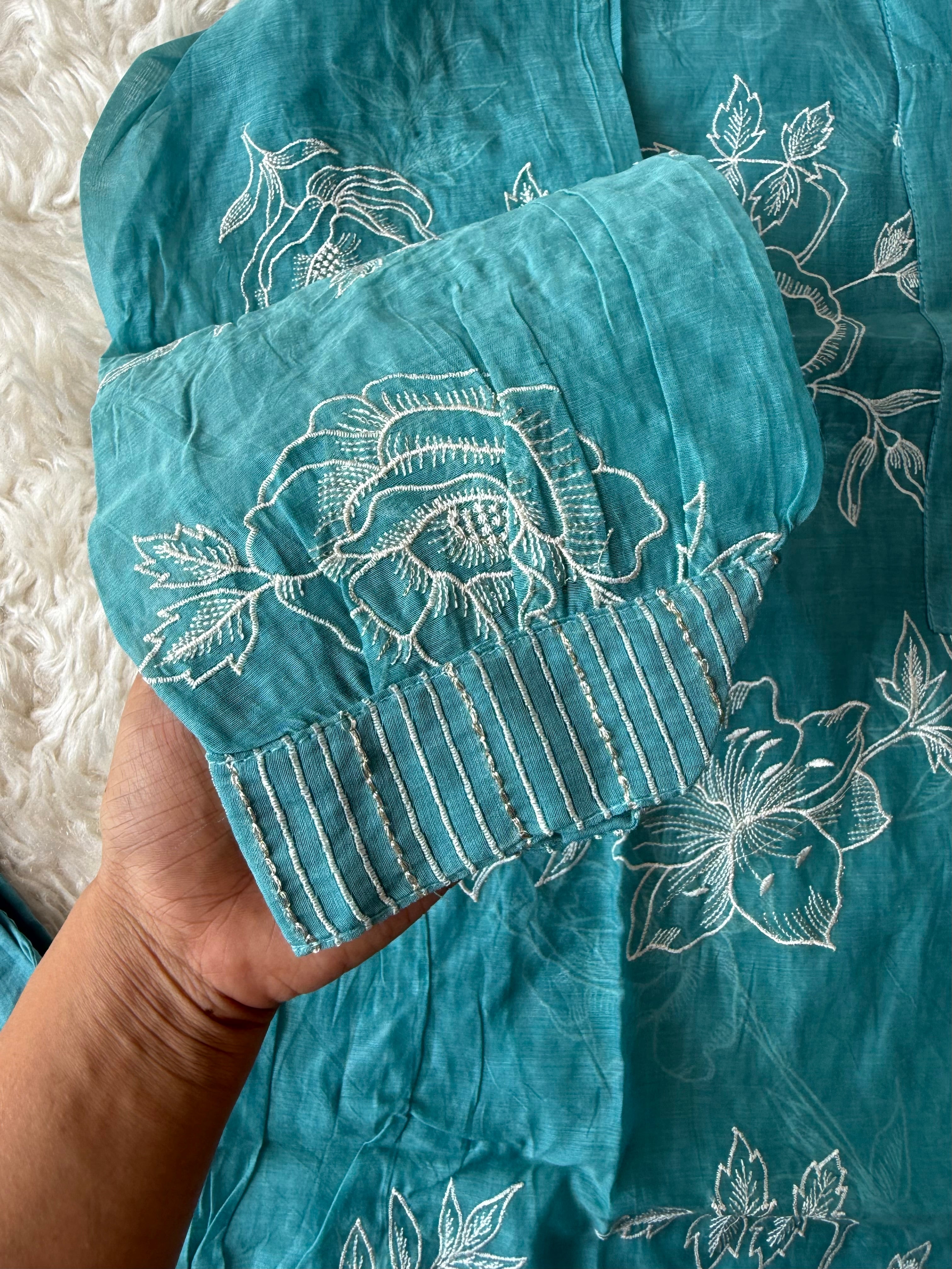 Mul Chanderi Thread work Co-ord Set
