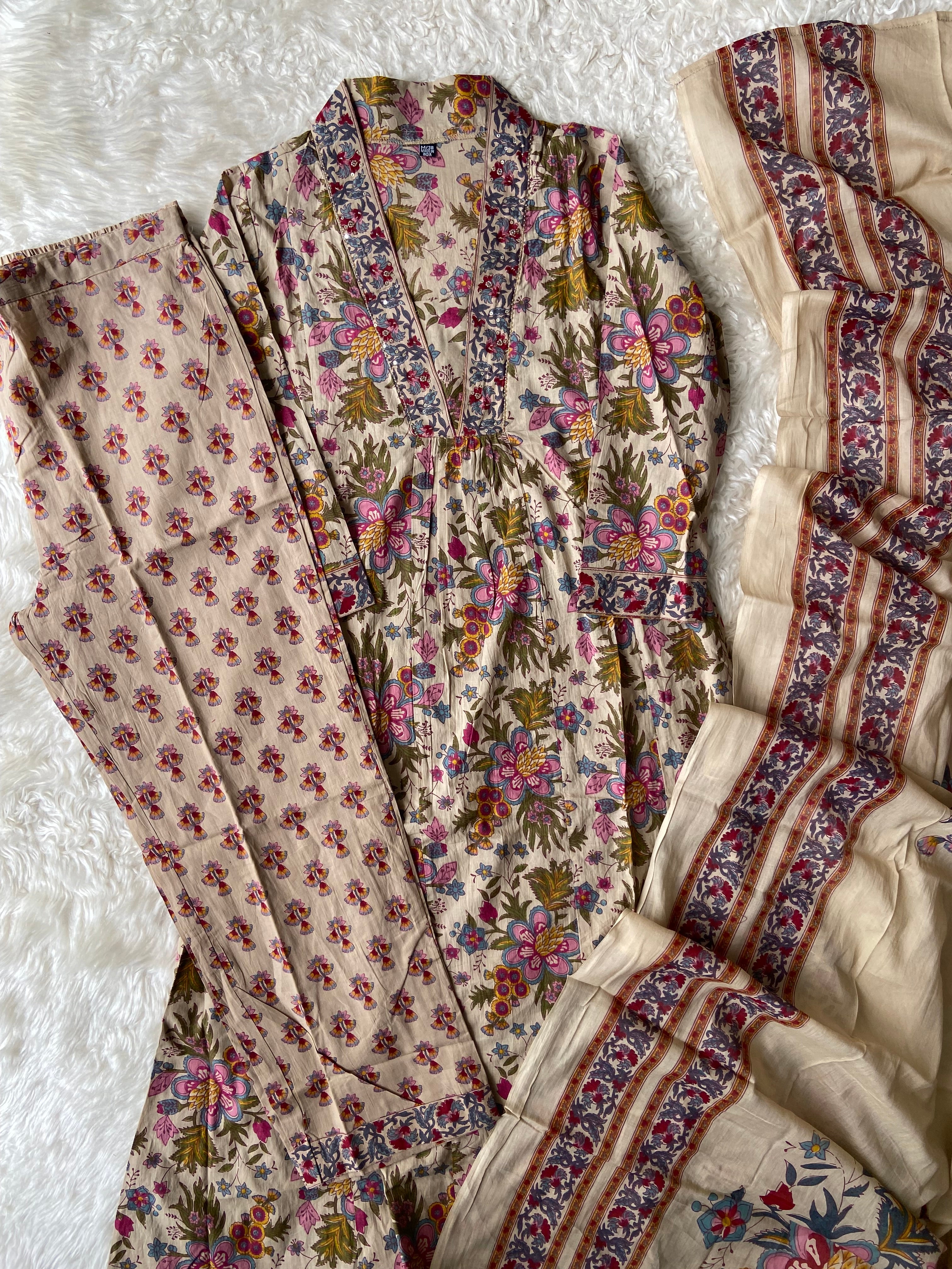 Premium Cotton Kurti Pant Dupatta Set