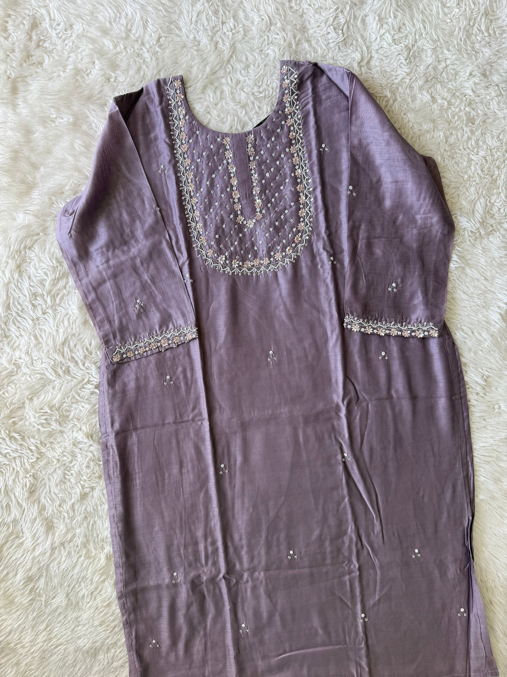 “Plus Size” Pure Chanderi Silk Kurti Pant Dupatta Set