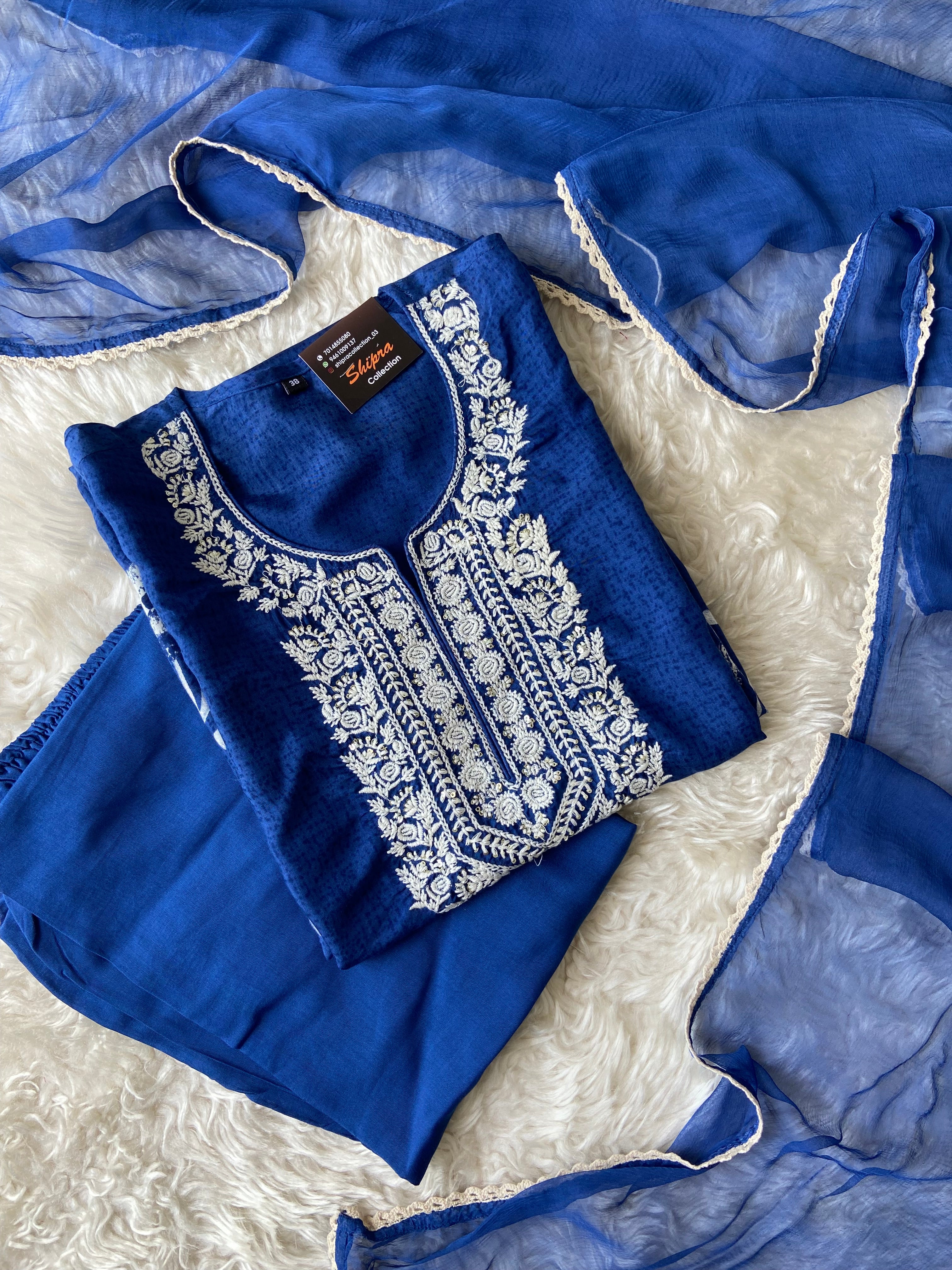 Pure Silk Kurti Pant Dupatta Set