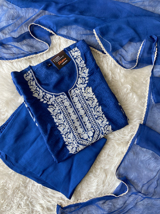 Pure Silk Kurti Pant Dupatta Set