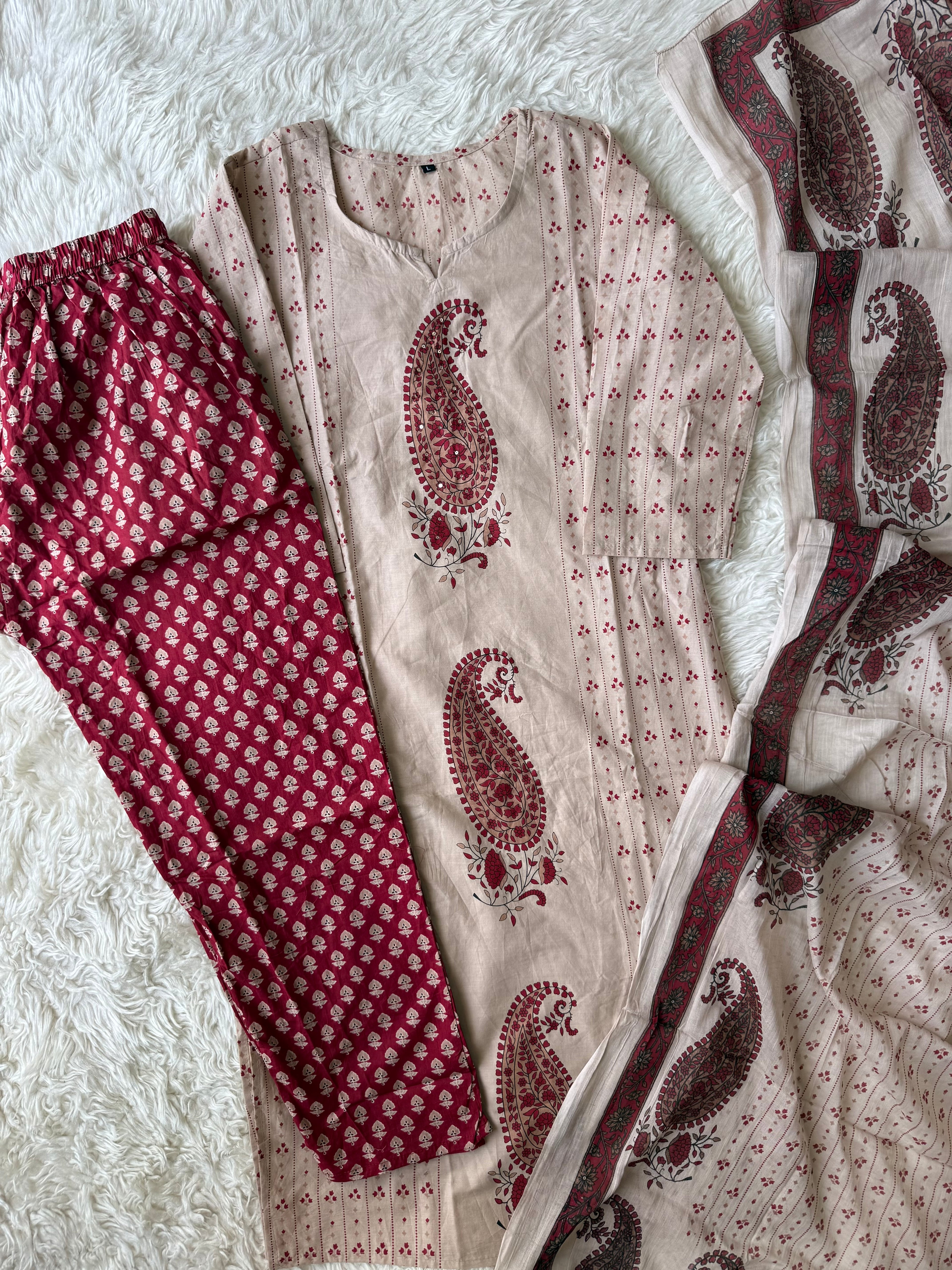 Budget Friendly Kurti Pant Dupatta Set