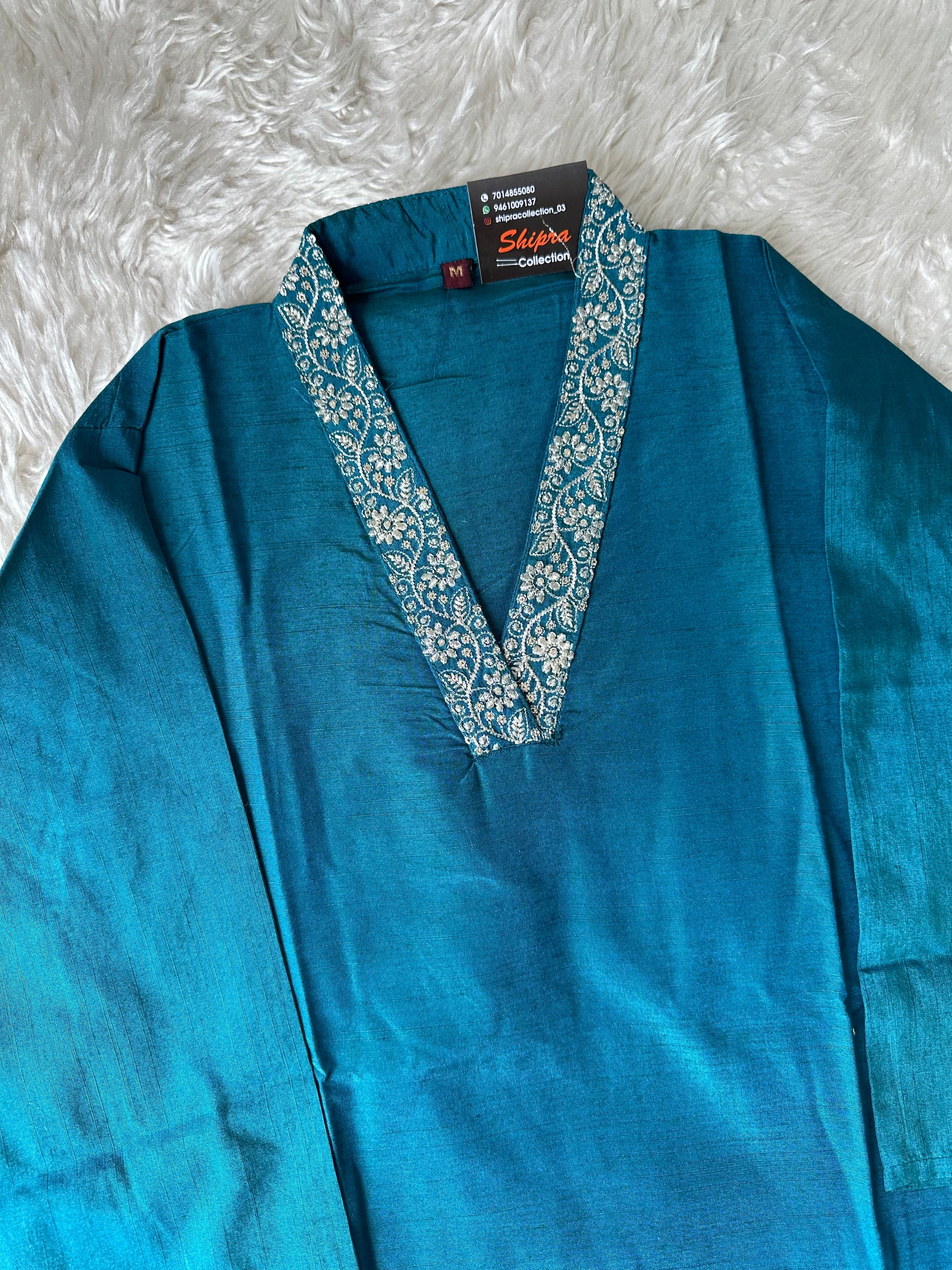 V-NECK Banglore Silk Kurti