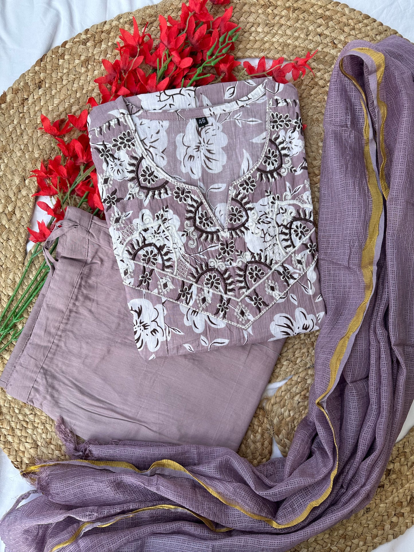 Budget Friendly Flare Kurti Pant Dupatta Set