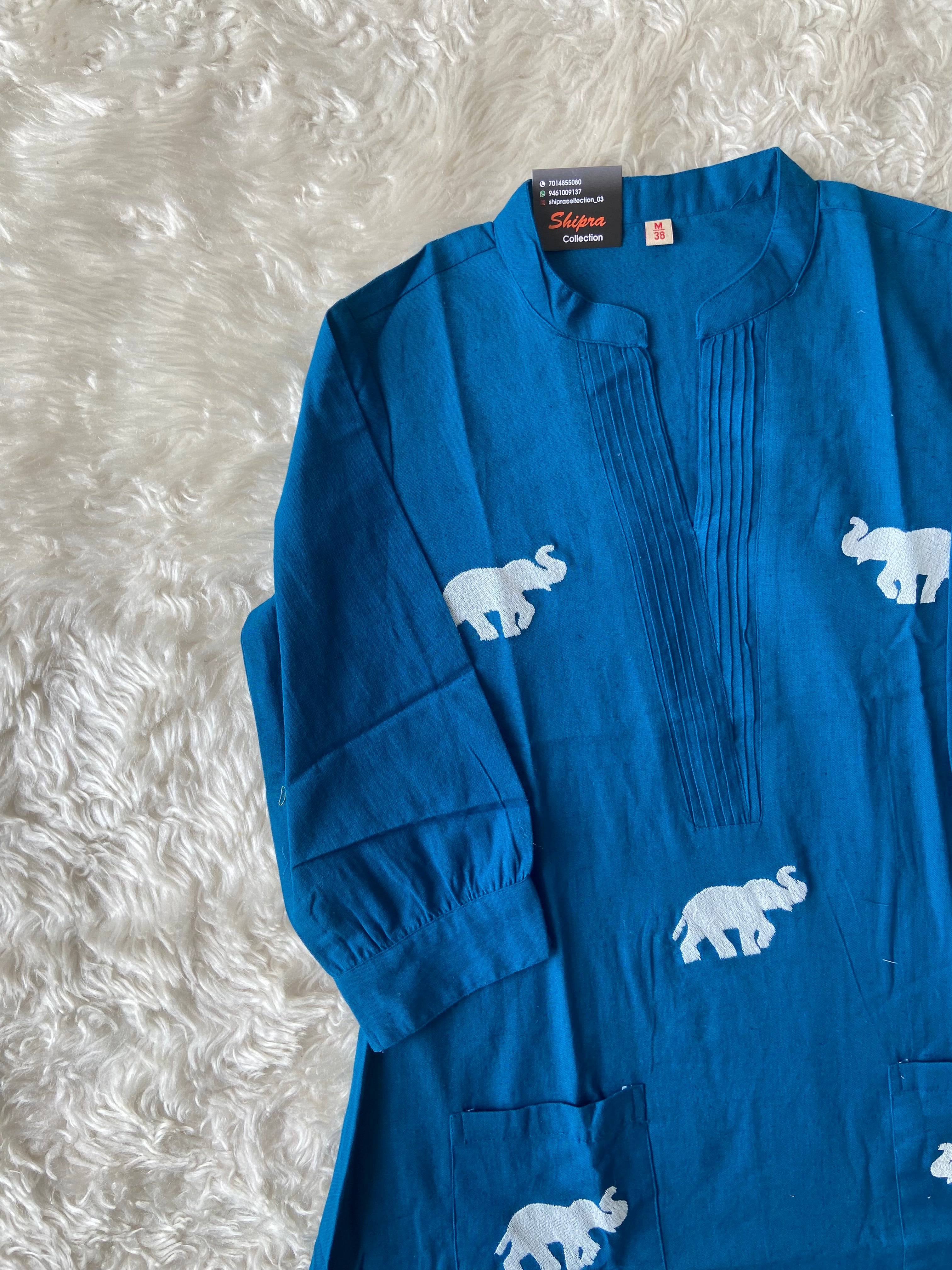 Elephant A-line Kurti Plazo Set