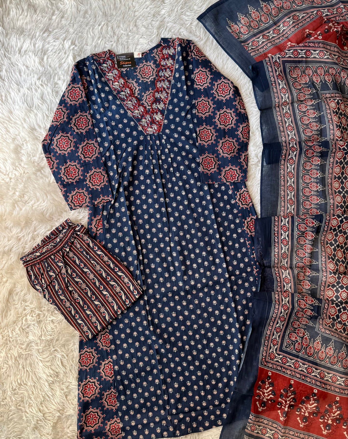 Pure Cotton Kurti Pant Dupatta Set