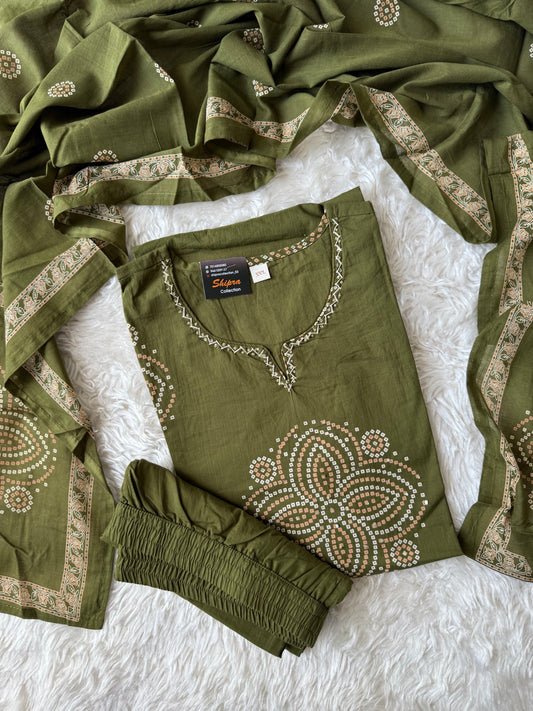 Premium Cotton Kurti Pant Dupatta Set