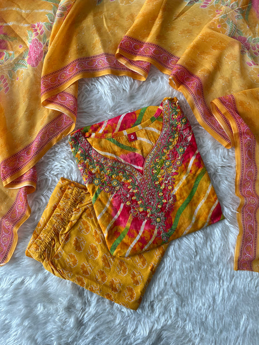 Premium Cotton Kurti Pant Dupatta Set