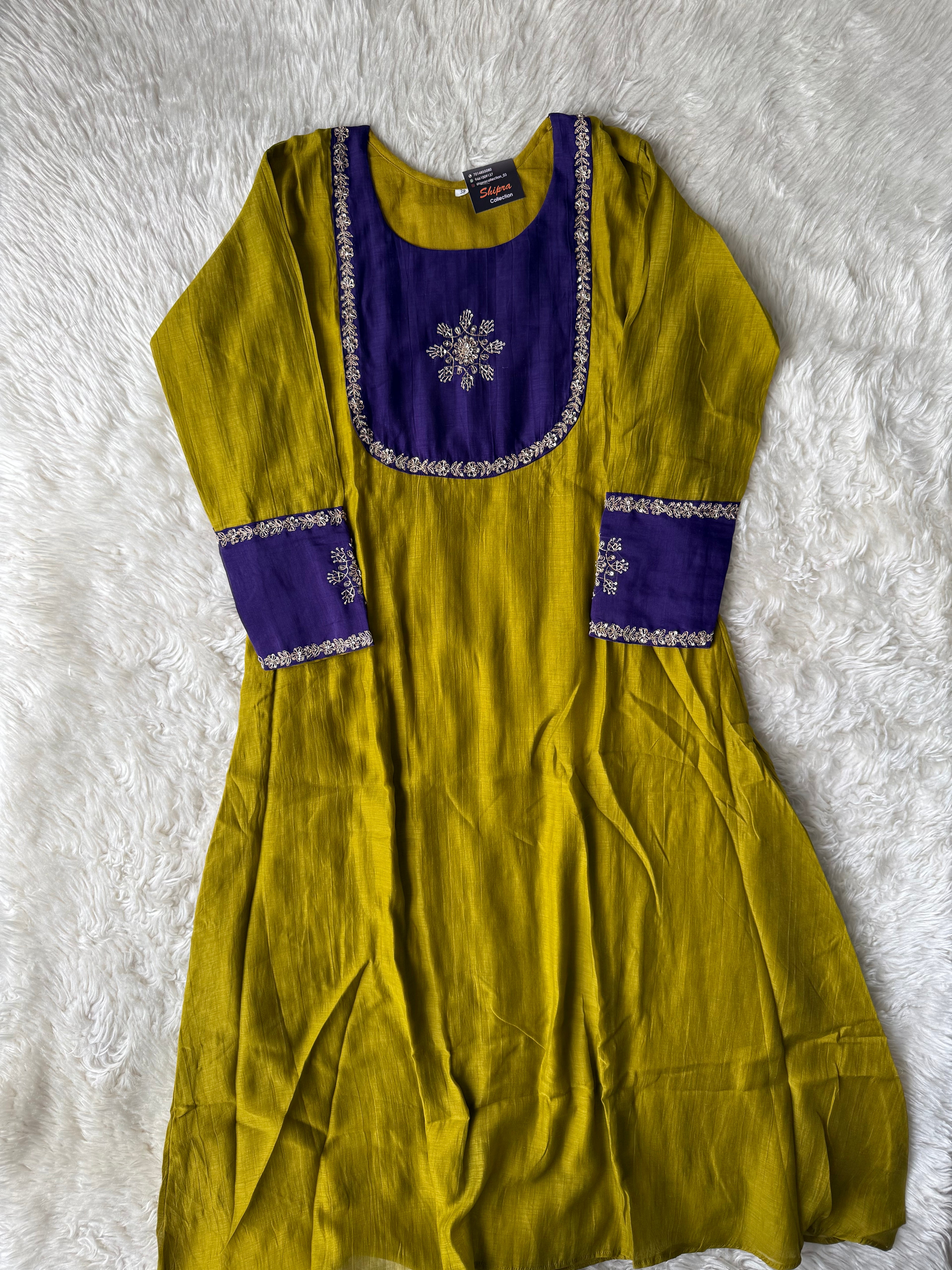 Pure Mul Chanderi Kurti Pant Dupatta Set