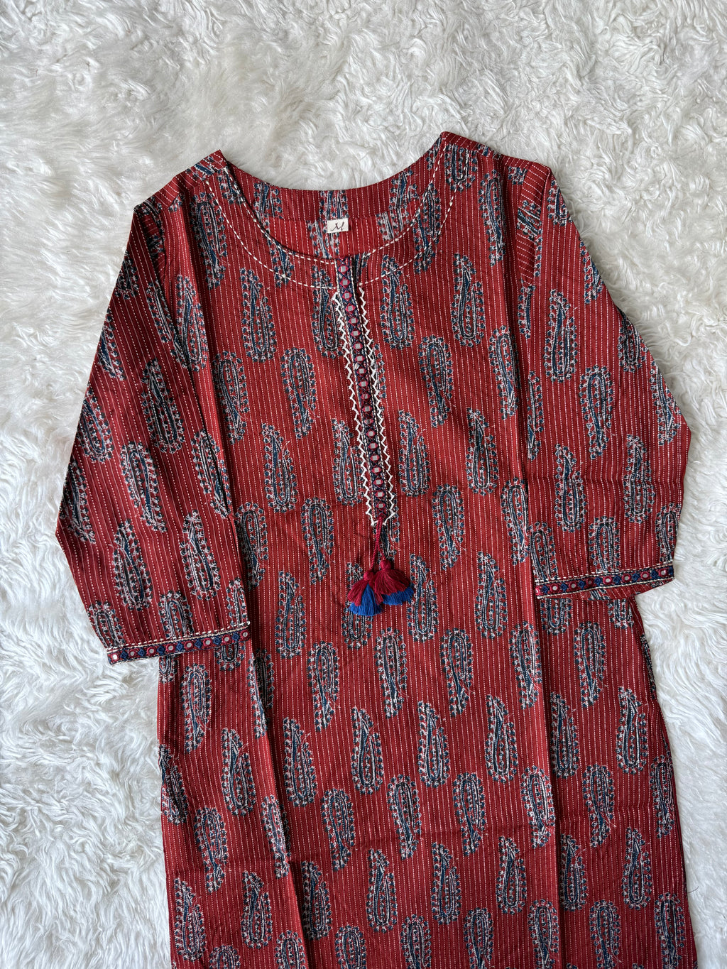 Premium Cotton “Katha” Details Kurti