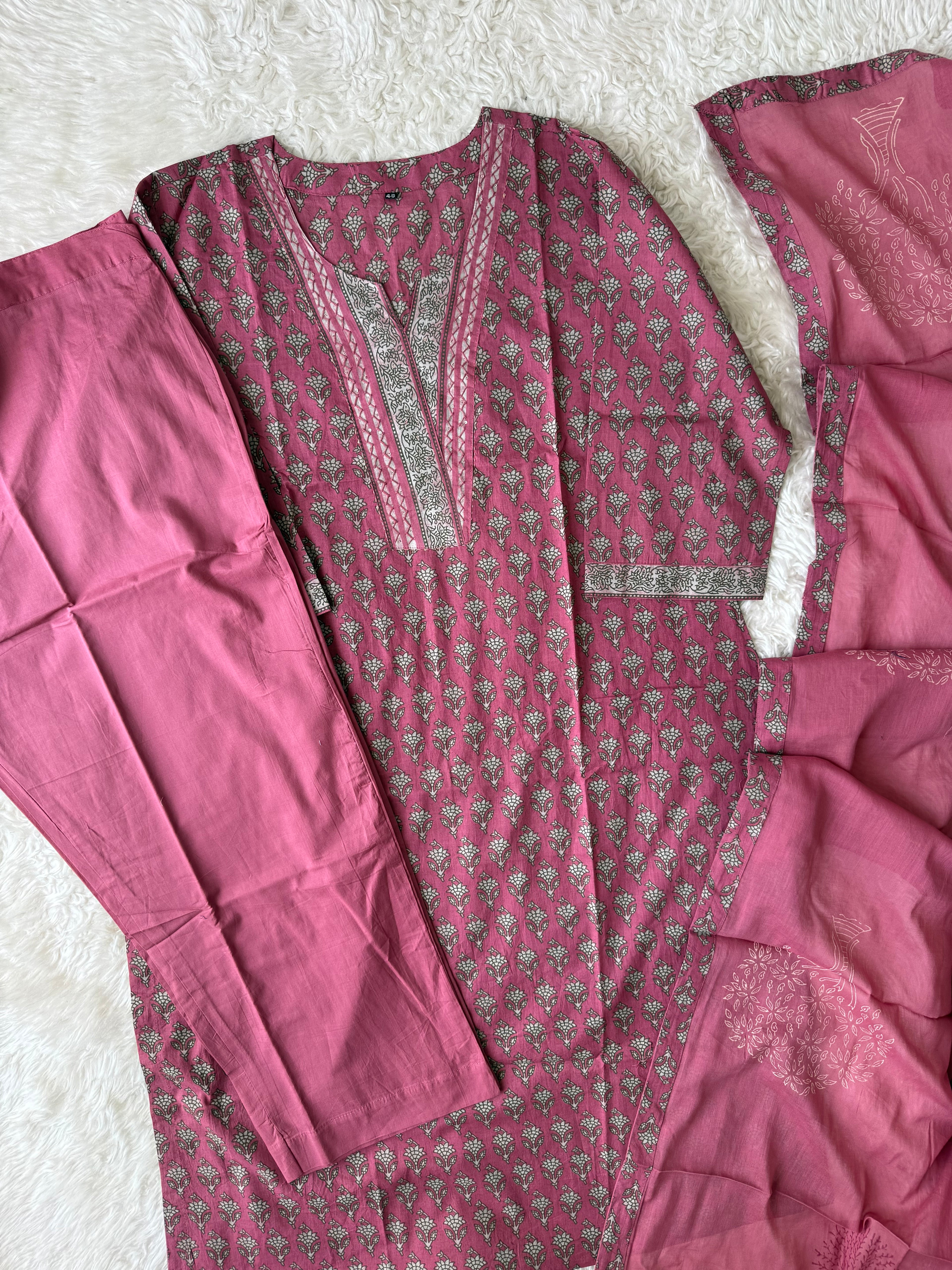 Premium Cotton Kurti Pant Dupatta Set