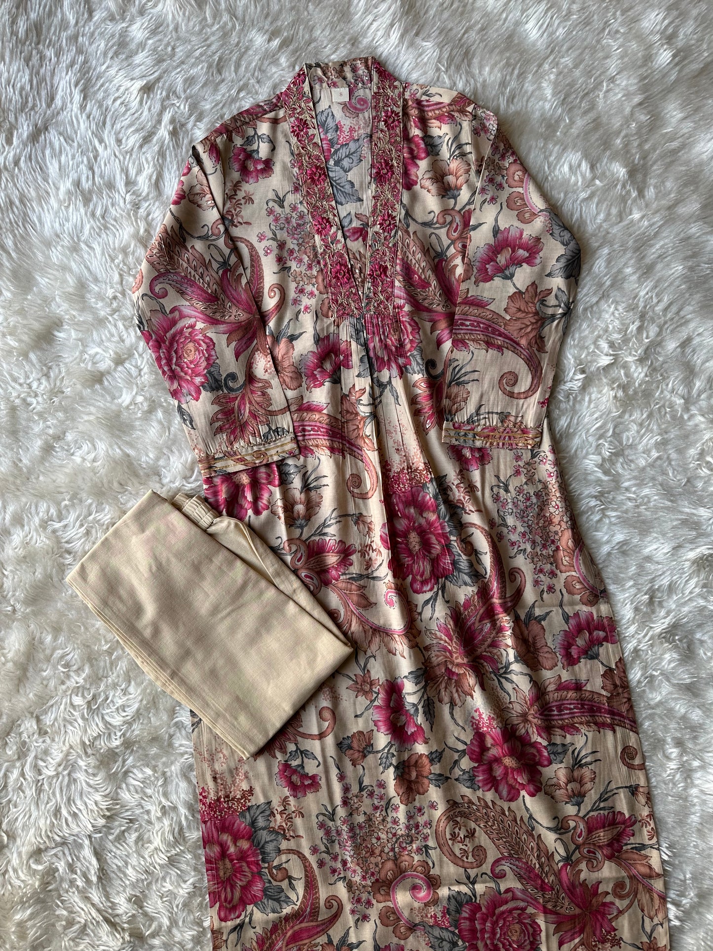 Pure Muslin Silk Kurti Pant Set