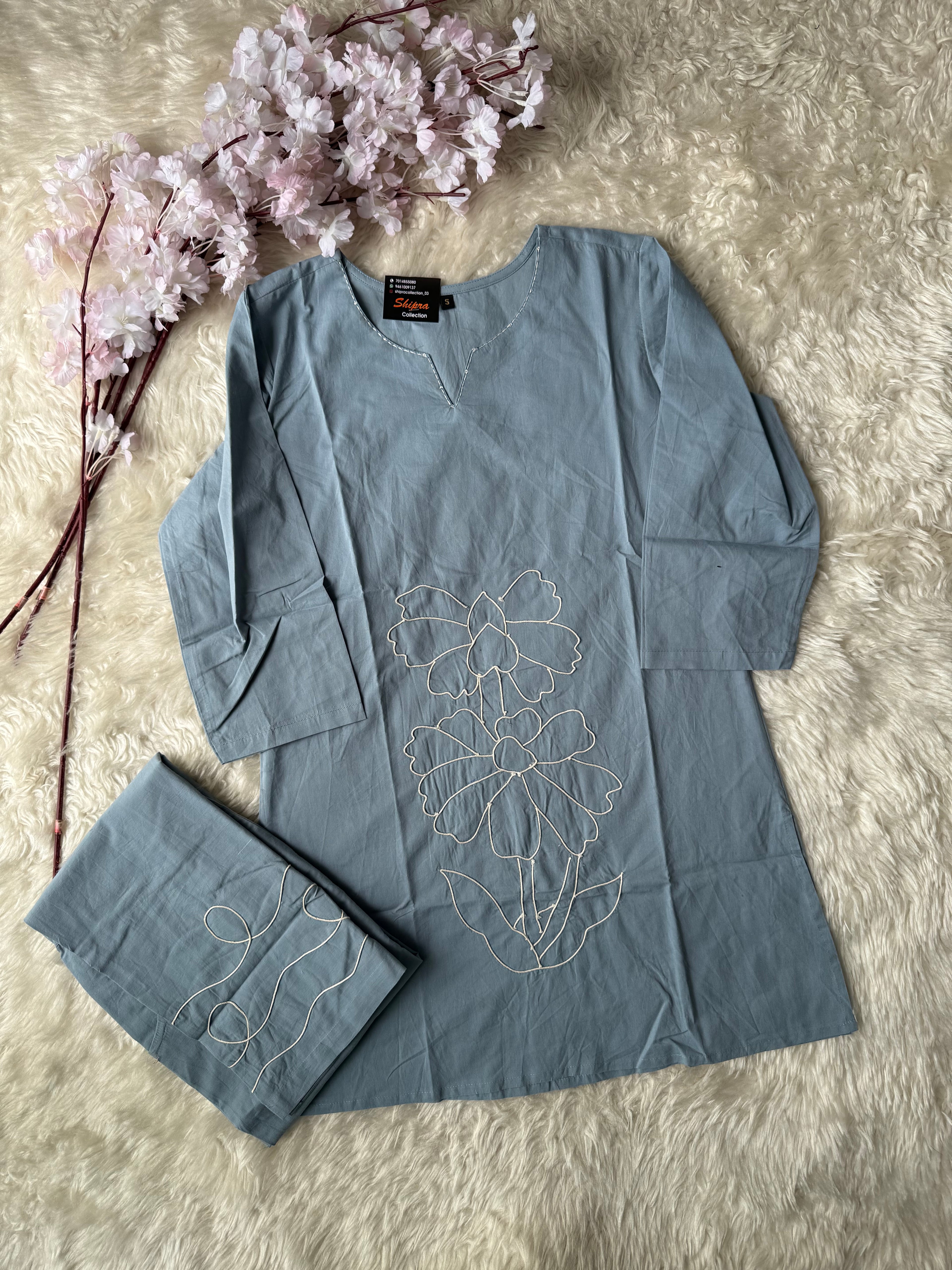 Breathable Cotton thread Work Co-ord Set