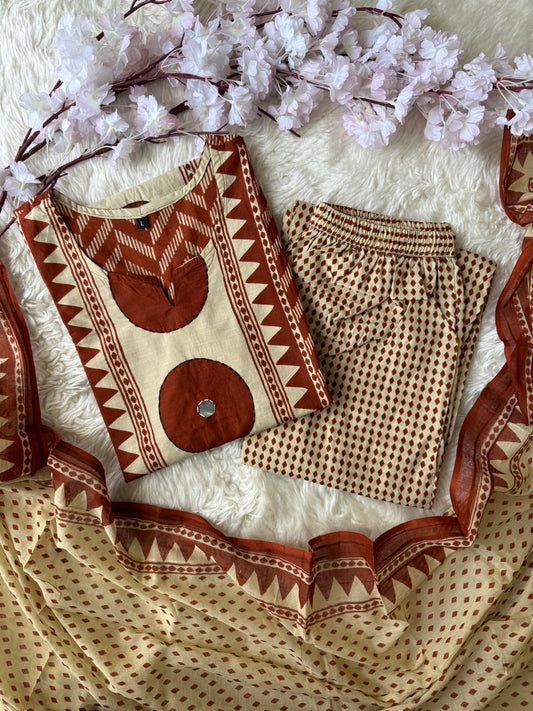 Budget Friendly Kurti Pant Dupatta Set