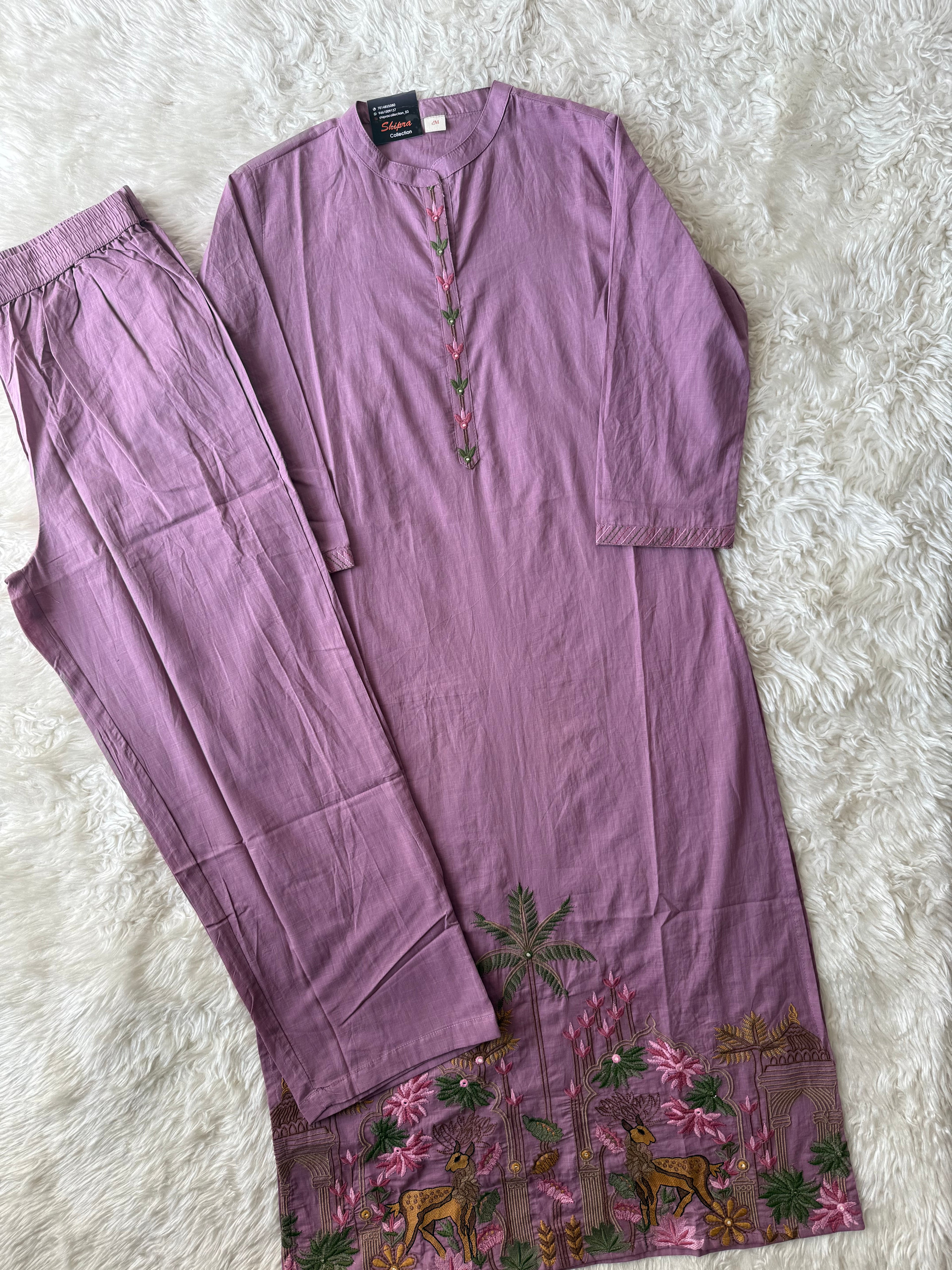 Pure Slub Cotton Kurti Pant Set