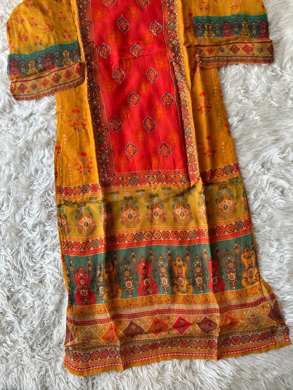 Organza Georgette Kurti Pant Dupatta Set