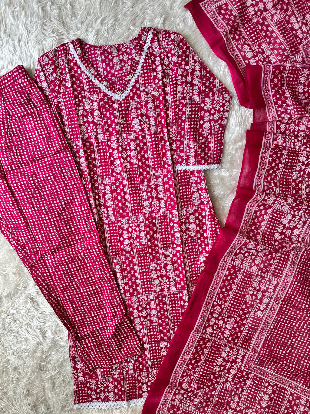Steal Deal 🛍️ Premium Cotton Rani Pink 💞 Set