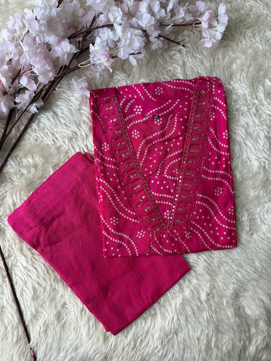 Mul Silk Kurti Pant Set