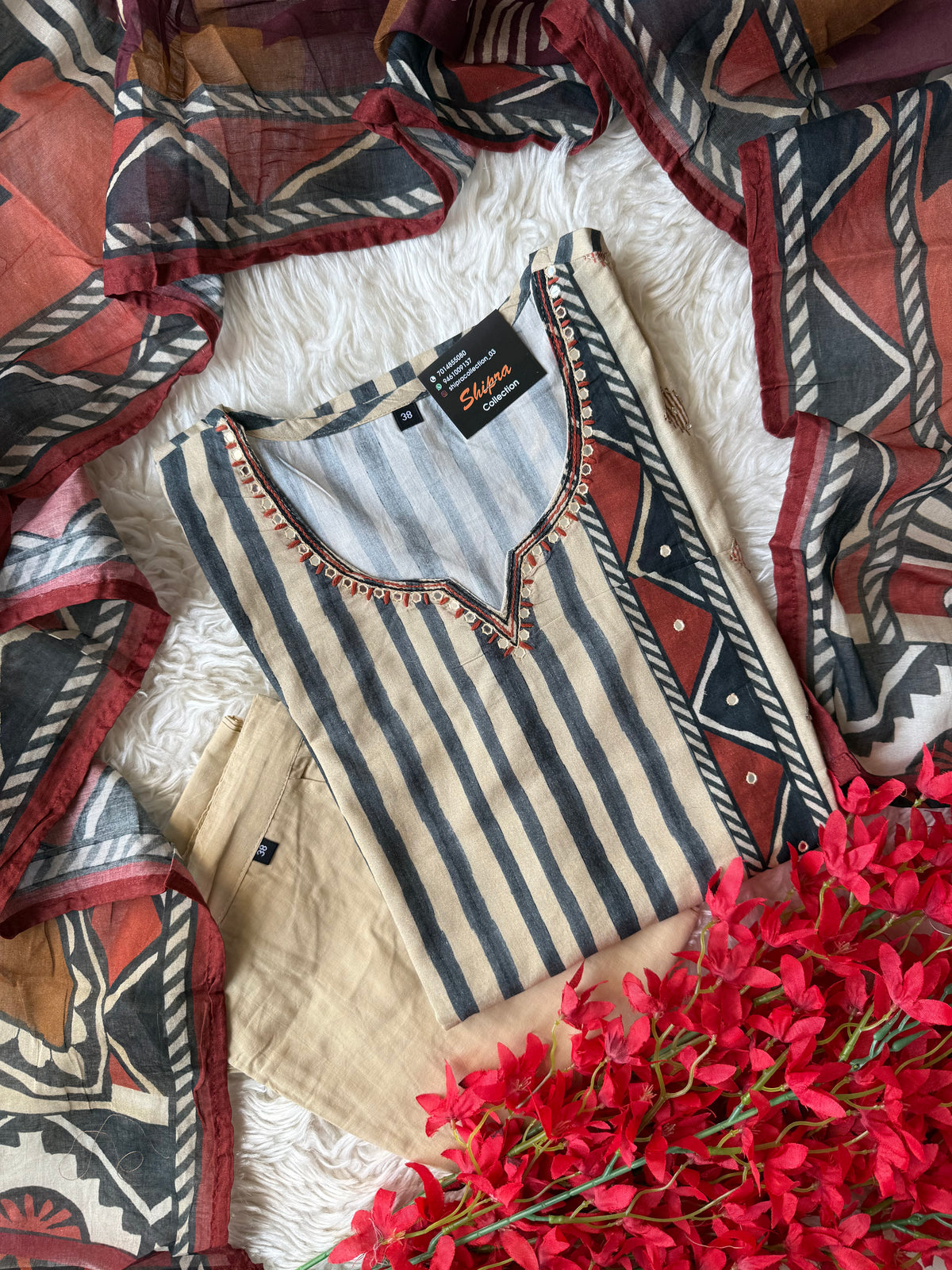 Premium Cotton Kurti Pant Dupatta Set