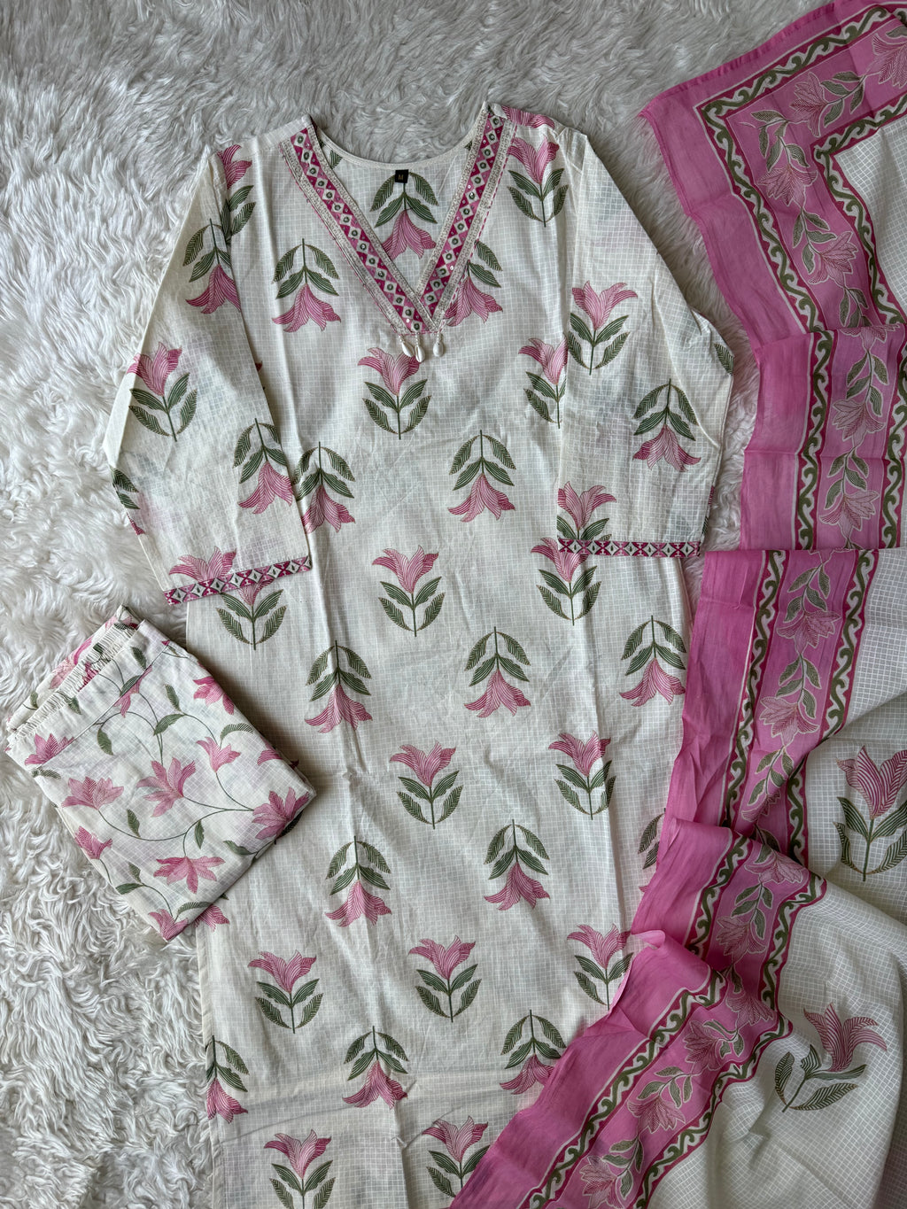 Premium Cotton Kurti Pant Dupatta Set