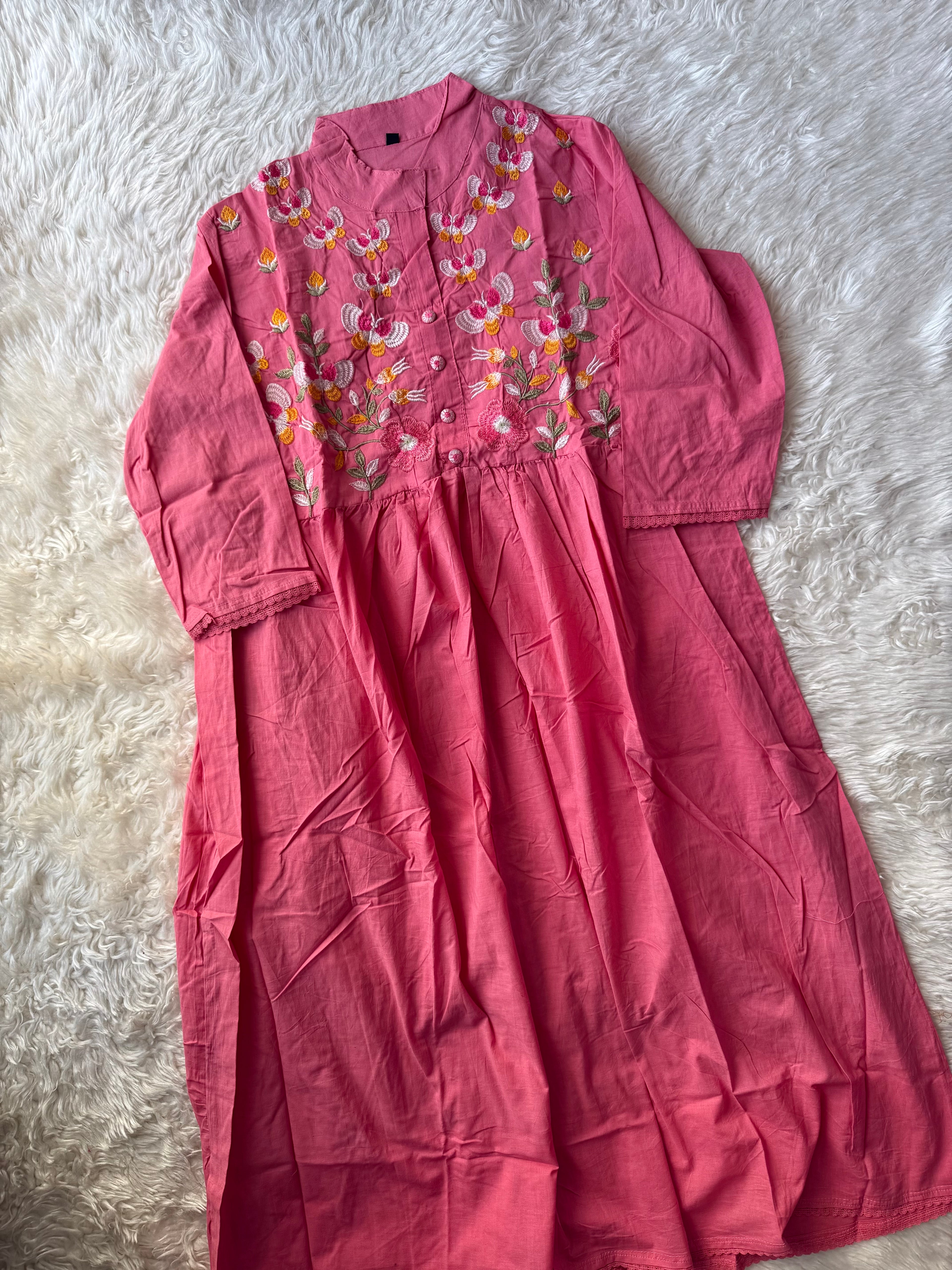 Cotton Thread Work Kurti Pant Set