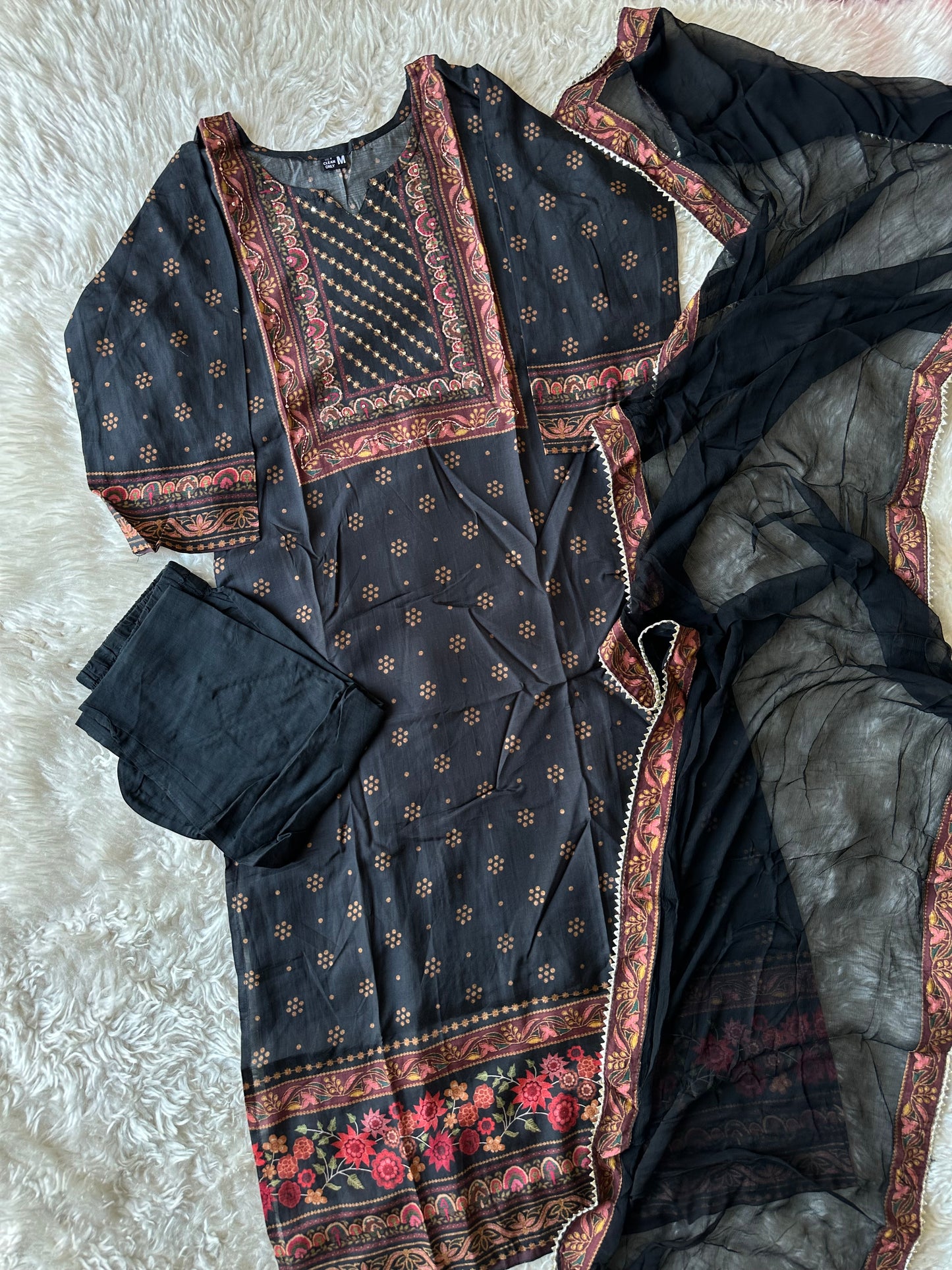 Premium Muslin Silk Kurti Pant Dupatta Set