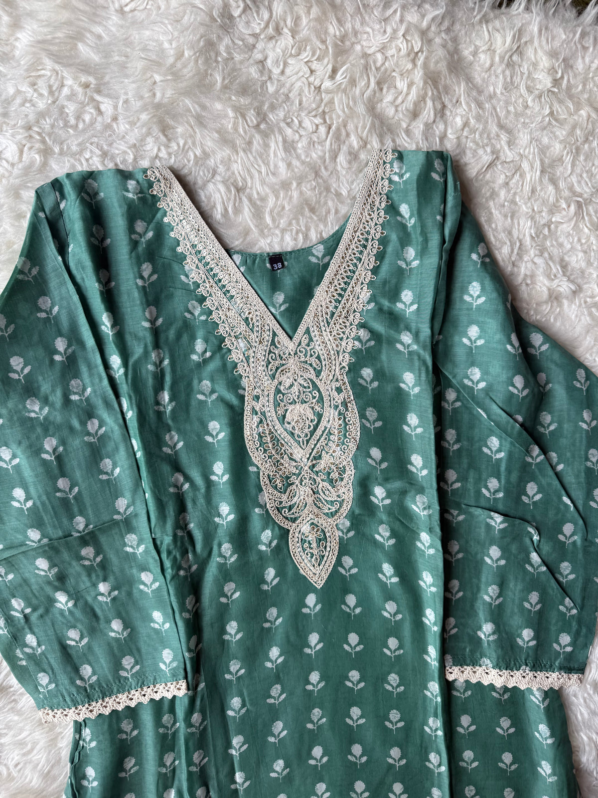 Pure Muslin Silk Kurti Pant Dupatta Set
