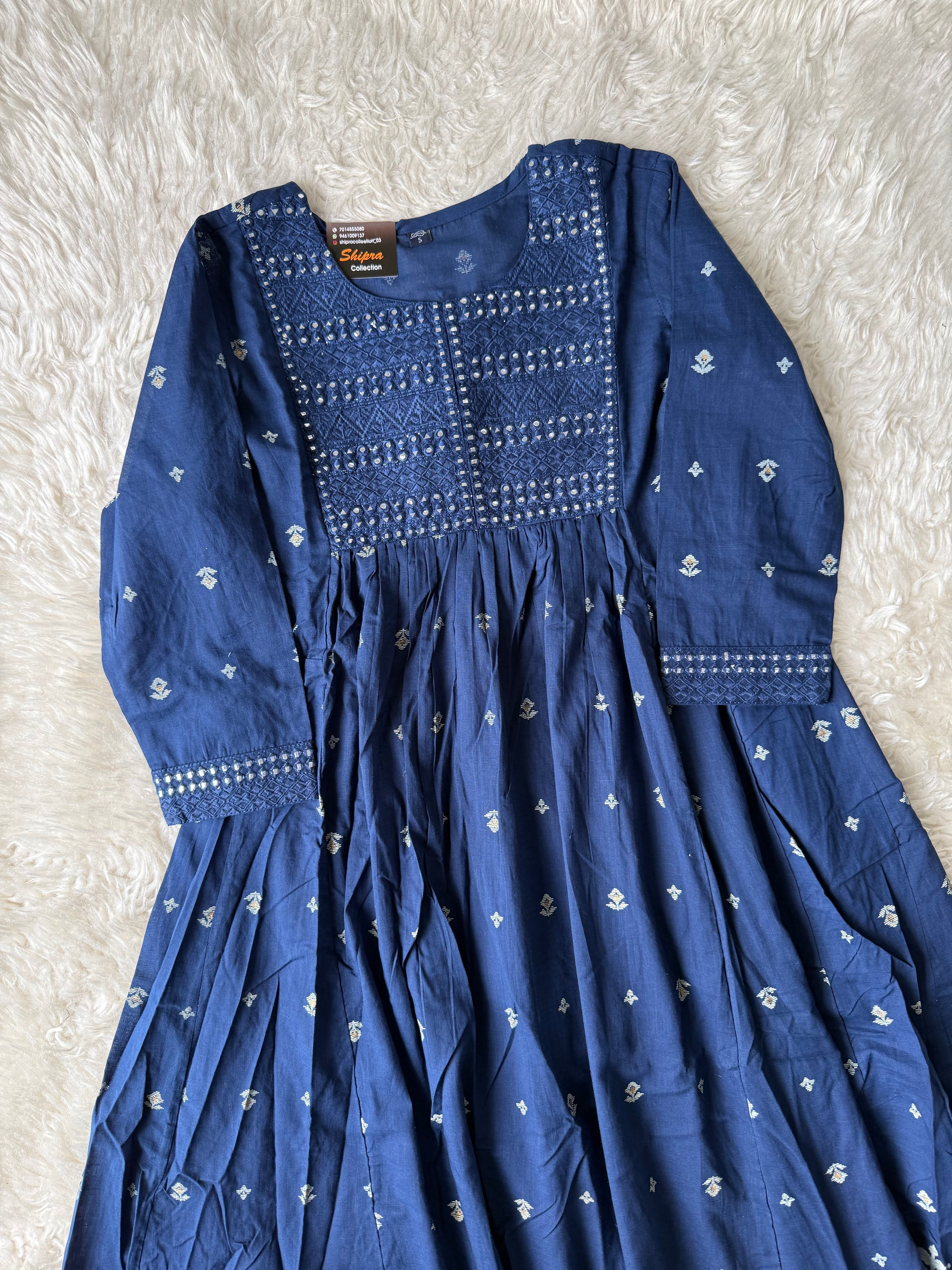 Premium Cotton ANARKALI Kurti Pant Dupatta Set