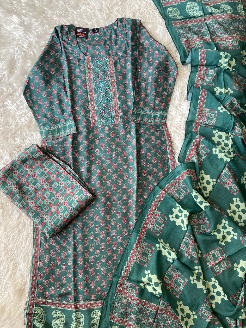 Crepe Silk Kurti Pant Dupatta Set