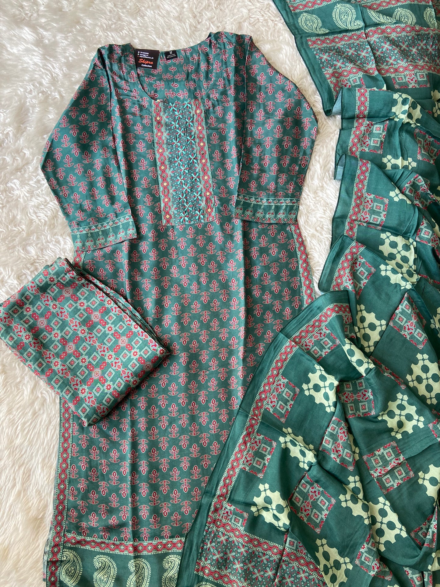 Crepe Silk Kurti Pant Dupatta Set