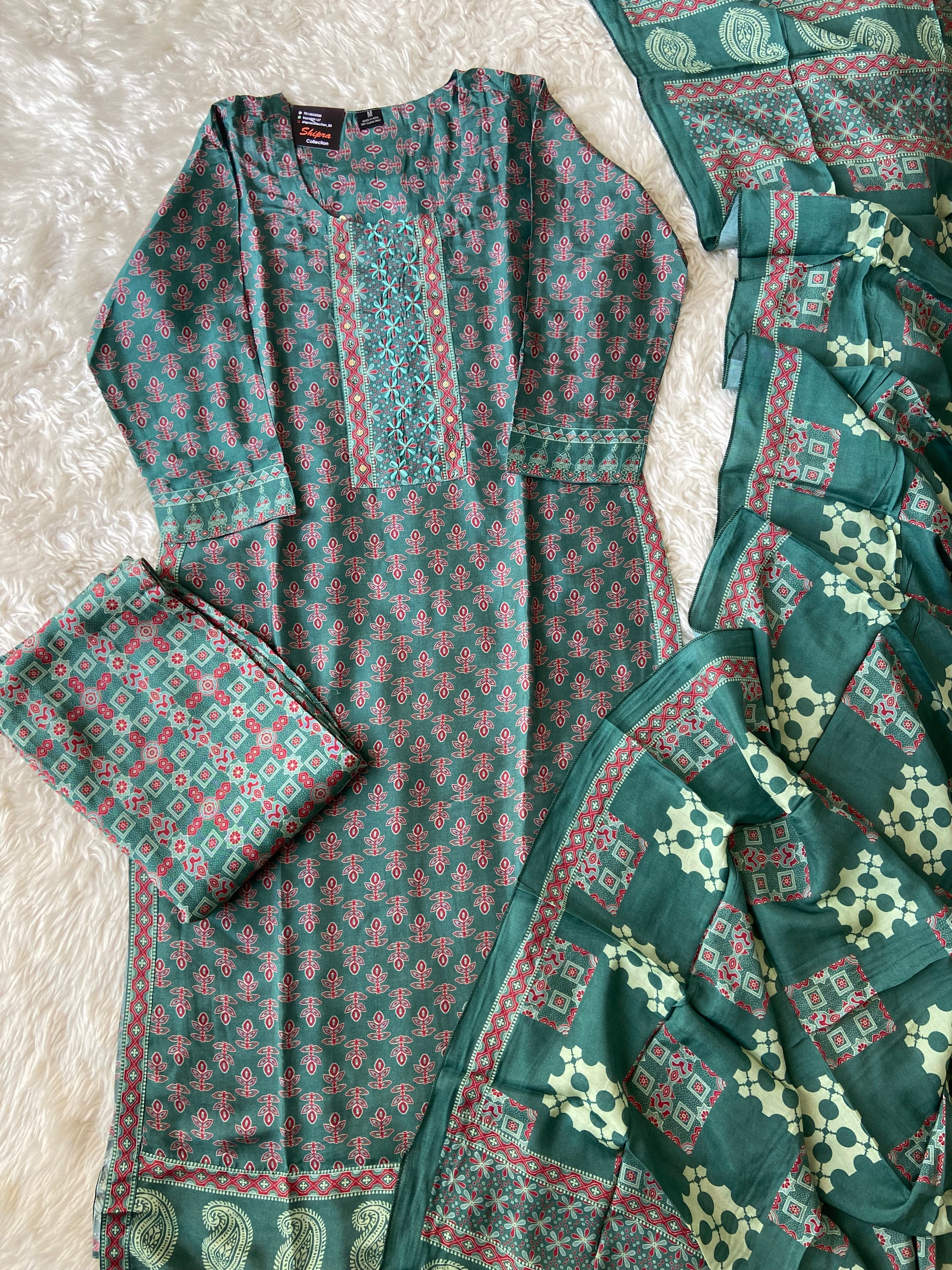 Crepe Silk Kurti Pant Dupatta Set