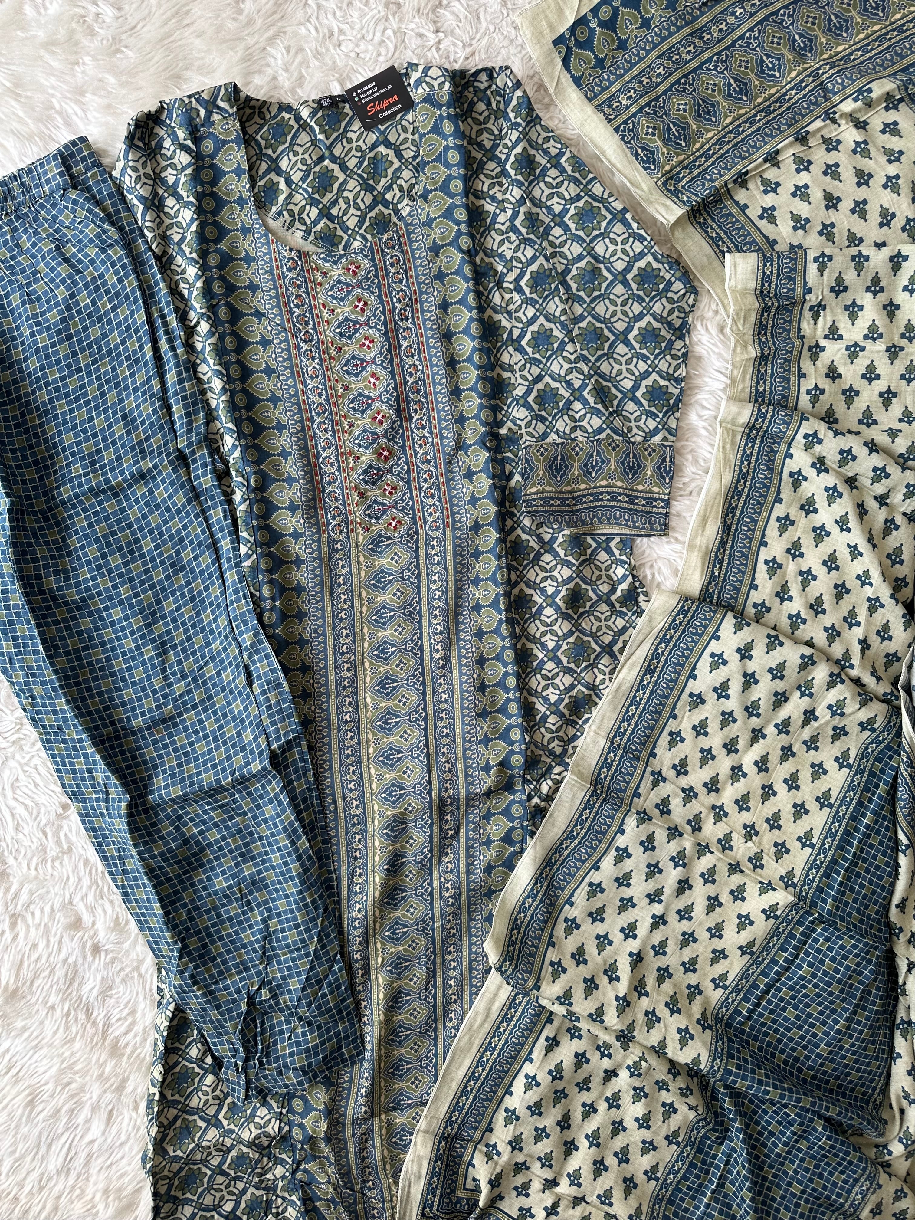 Crepe Silk Kurti Pant Dupatta Set