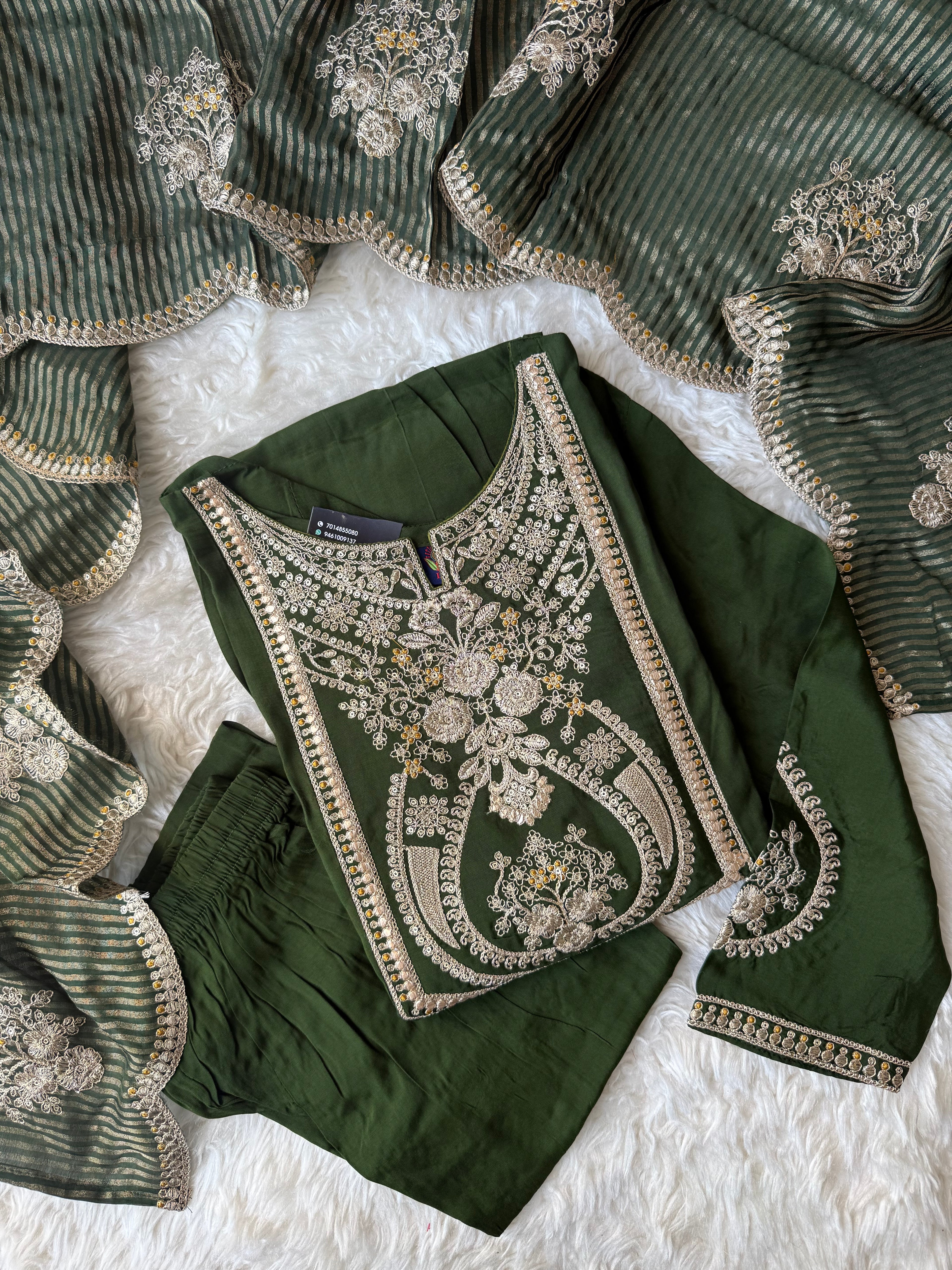 Premium Muslin Silk Kurti Pant Dupatta Set