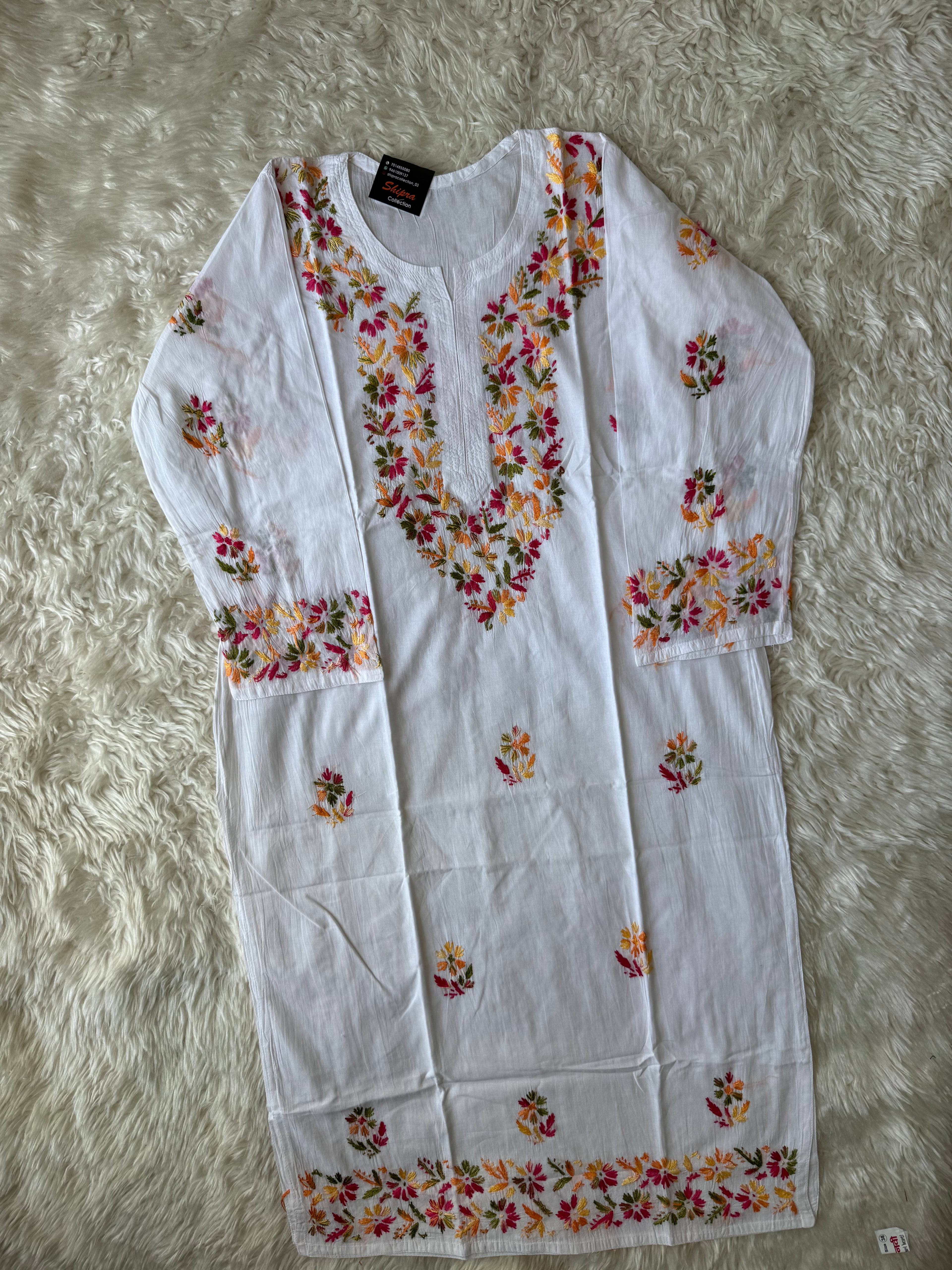 Mul Cotton Chikankari kurti