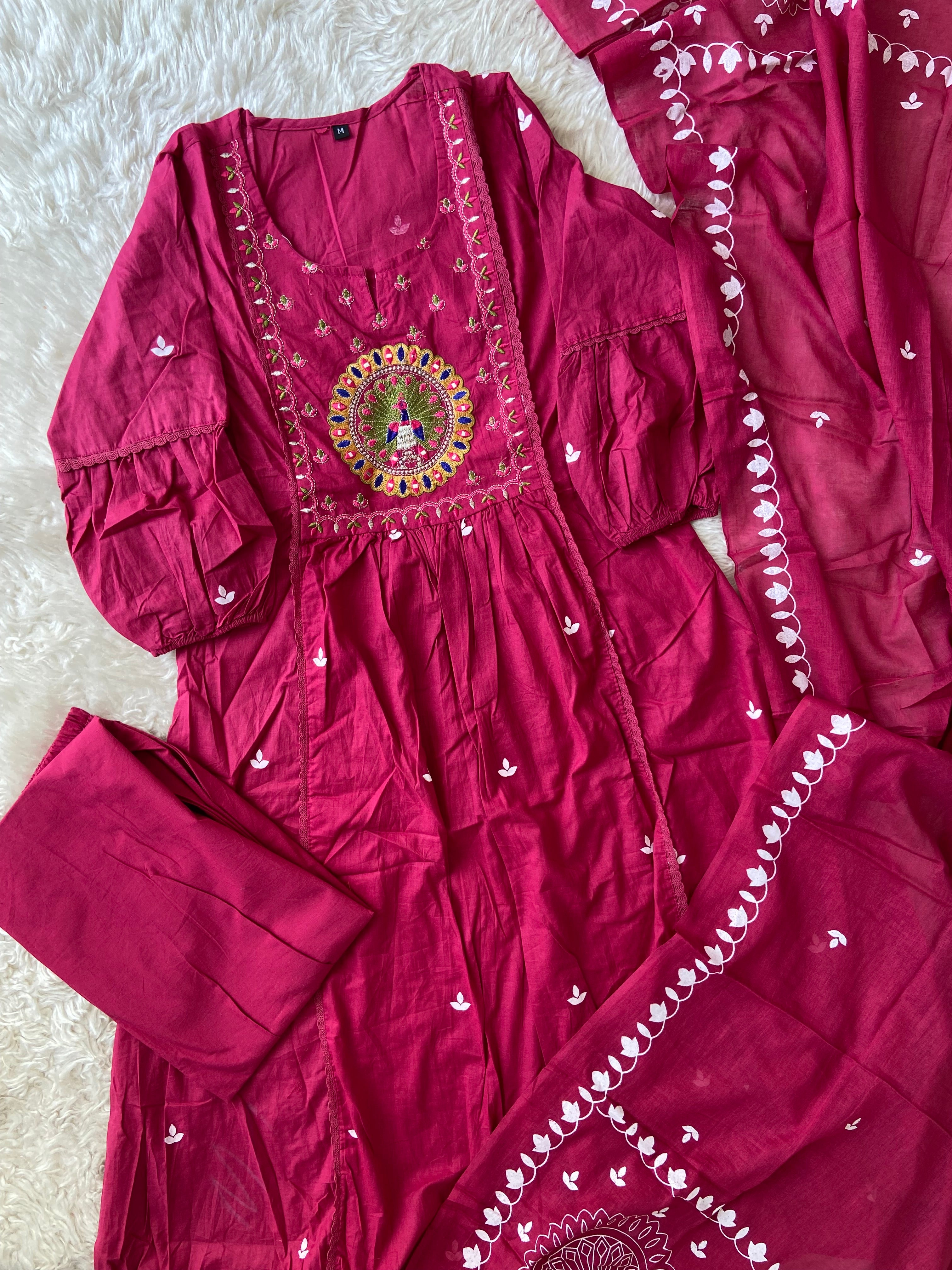 Budget Friendly Flare Kurti Pant Dupatta Set