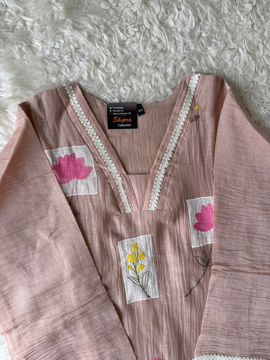 Pure Mul Chanderi Kurti Pant Dupatta Set