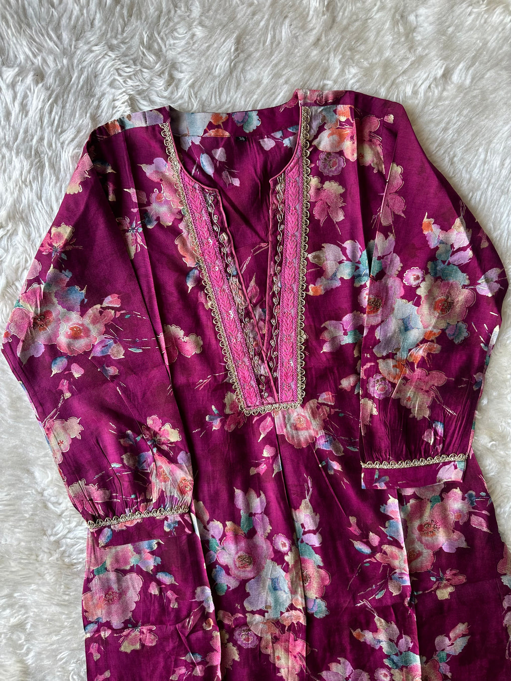 Pure Muslin Silk Kurti Afghani Pant Dupatta Set