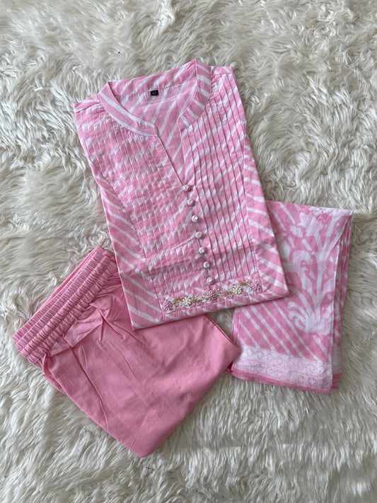 Premium Cotton Kurti Pant Dupatta Set