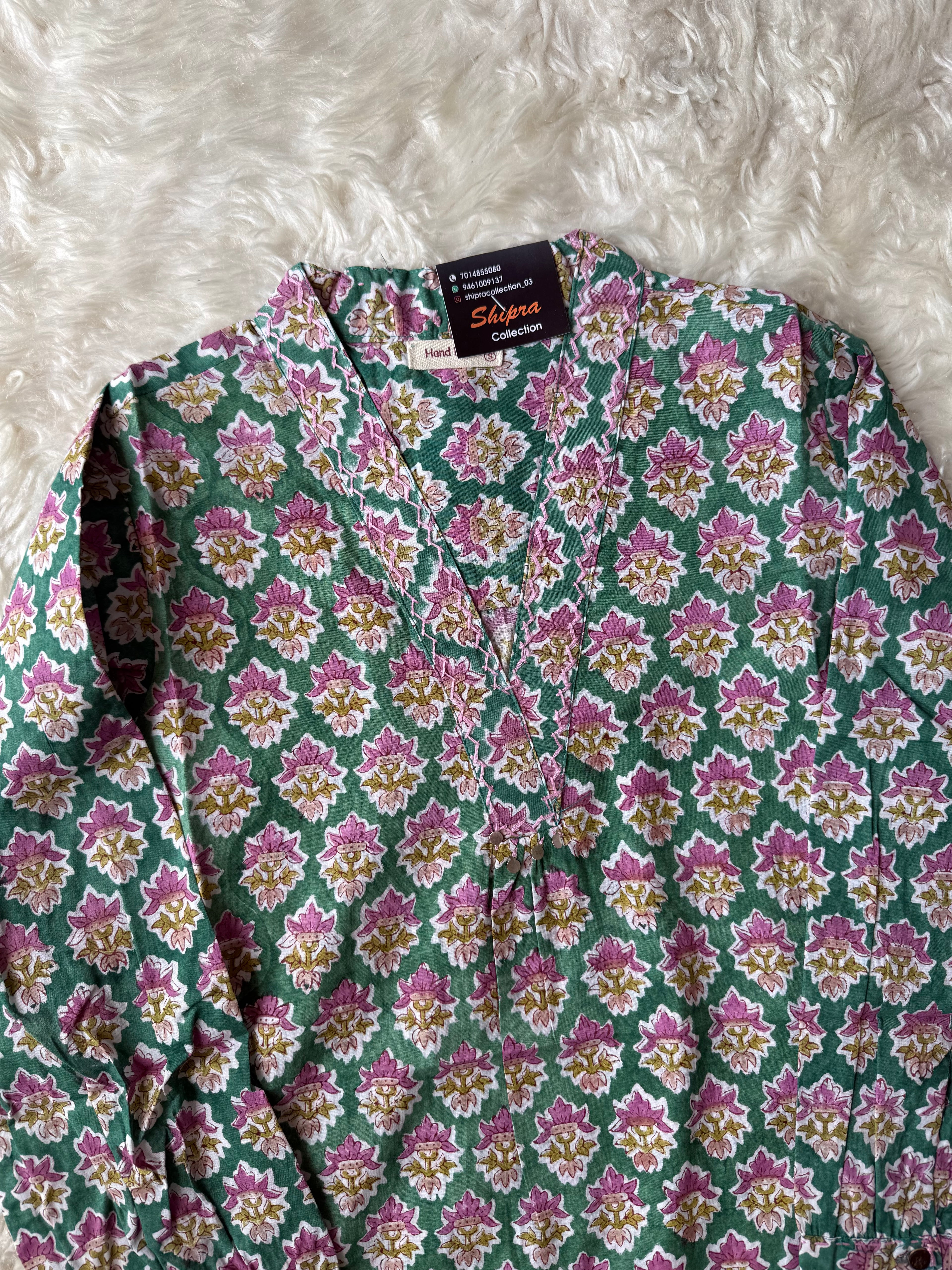 Premium Cotton Handblock Short Kurti