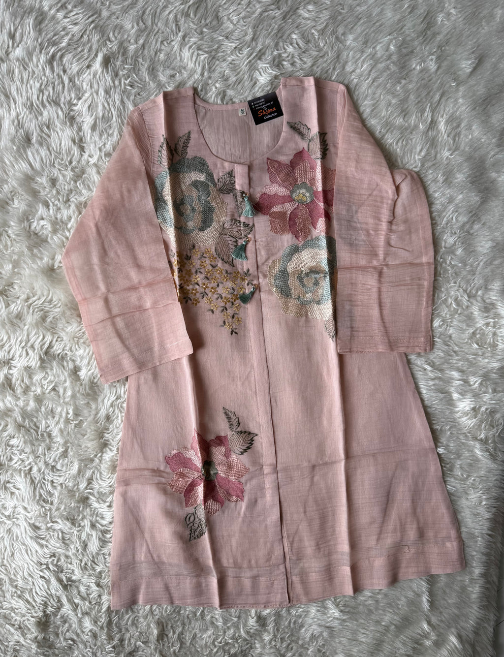 Mul Chanderi Thread work Co-ord Set