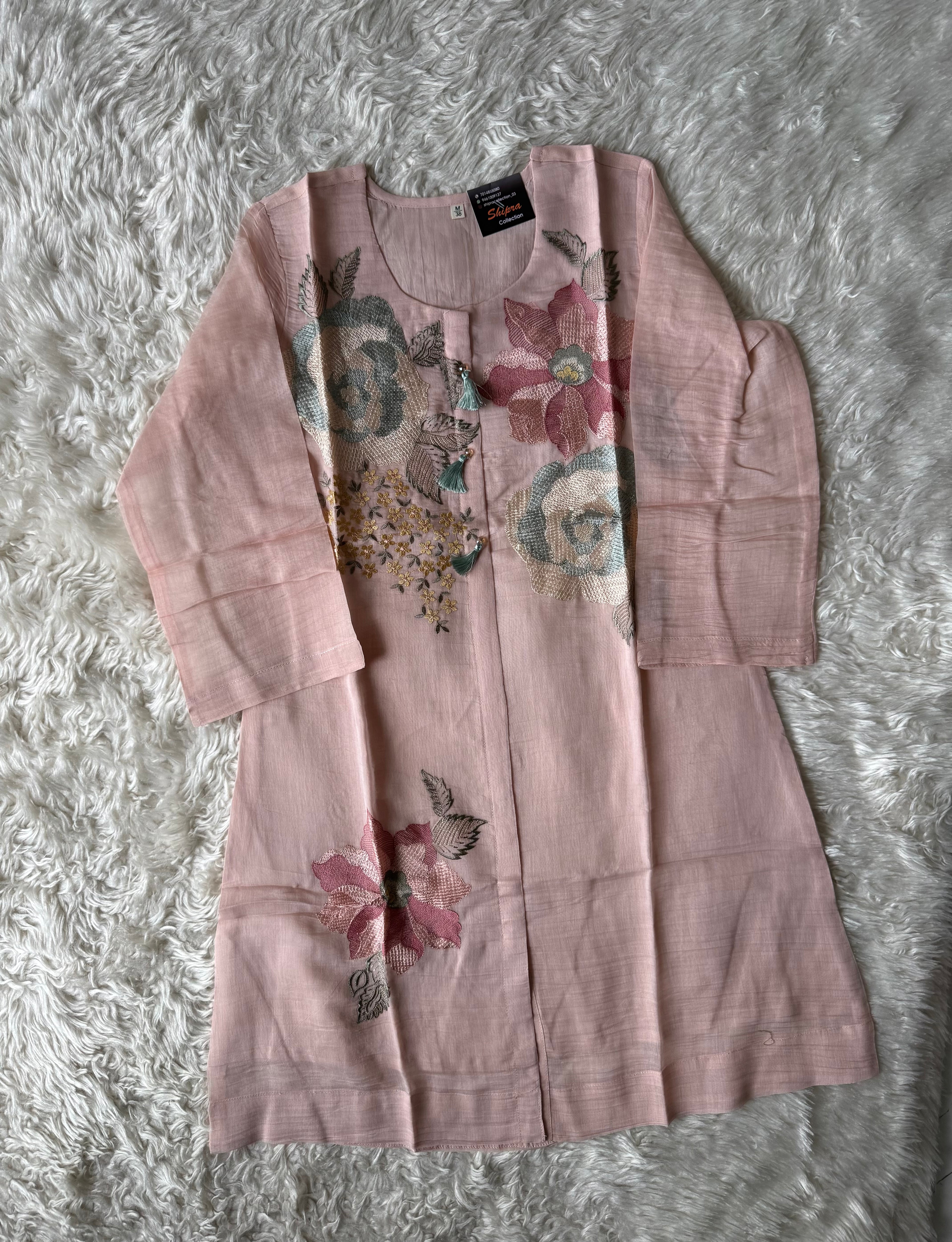 Mul Chanderi Thread work Co-ord Set